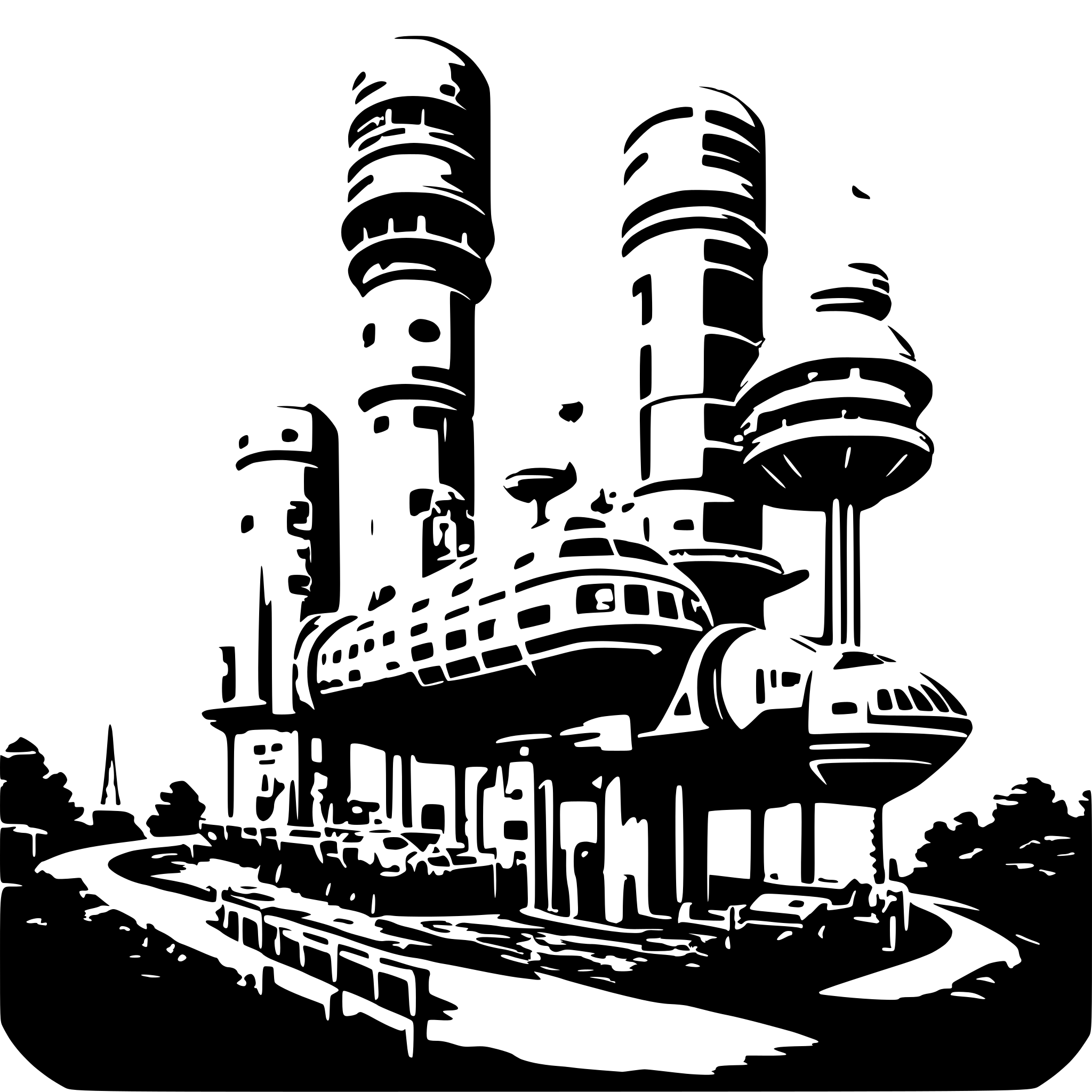 AI-generated SVG of 'Future space station'