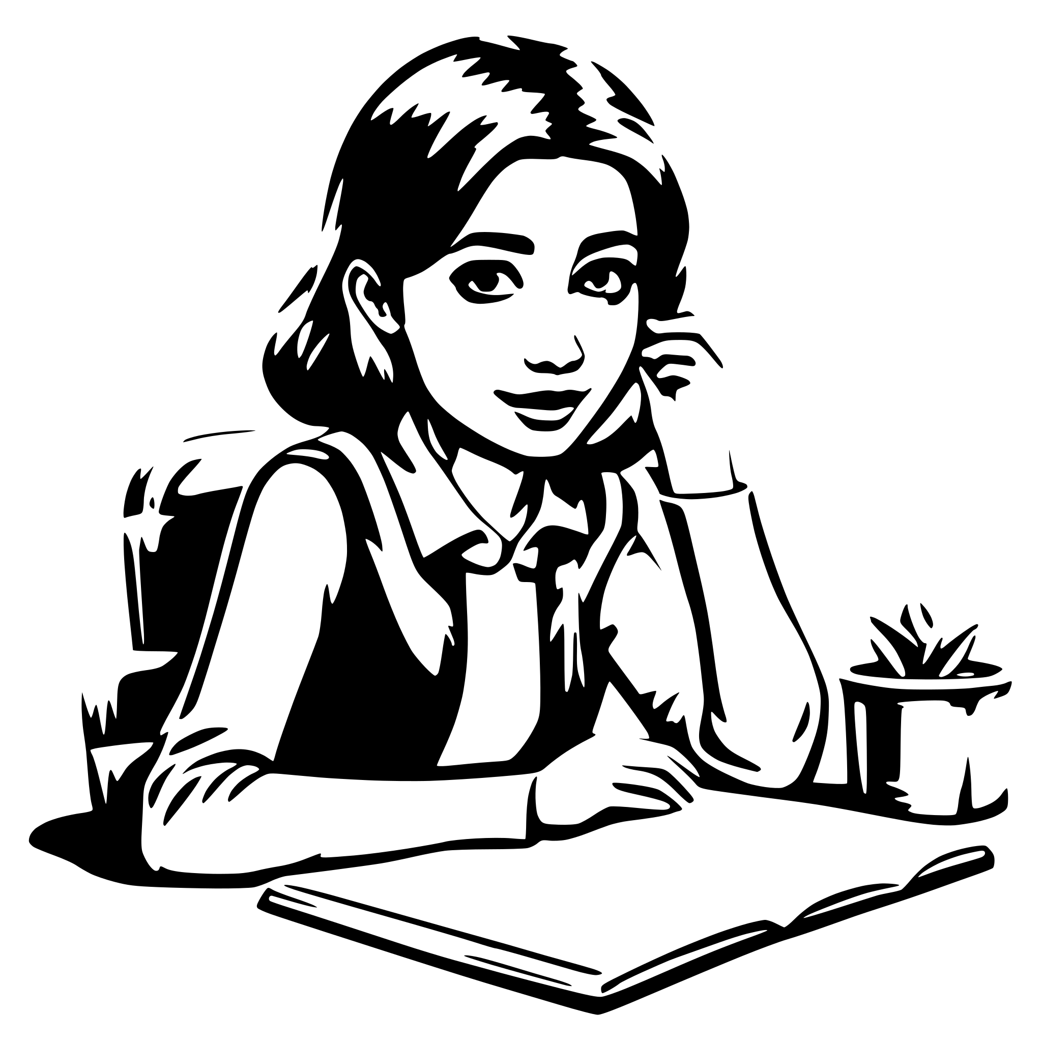 AI-generated SVG of a student learning for exam