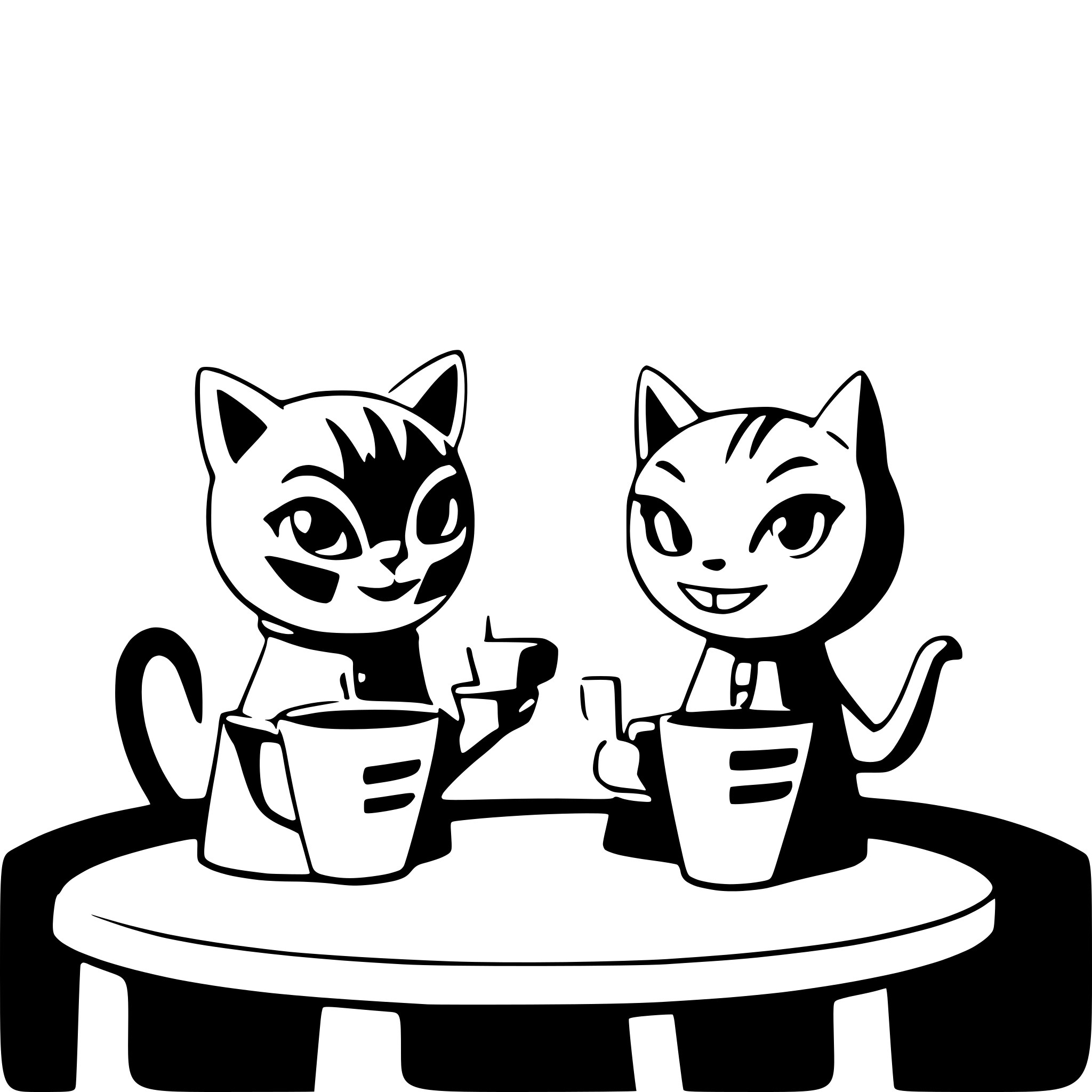 AI-generated SVG of a two atomic space cats drinking coffee on the moon cute retro mid century modern