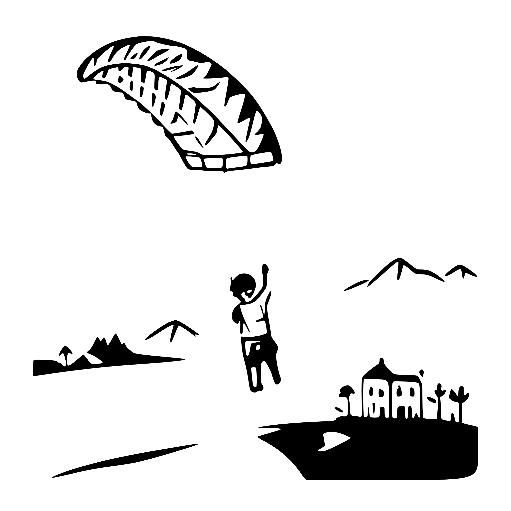 AI-generated SVG of a paragliding; one man