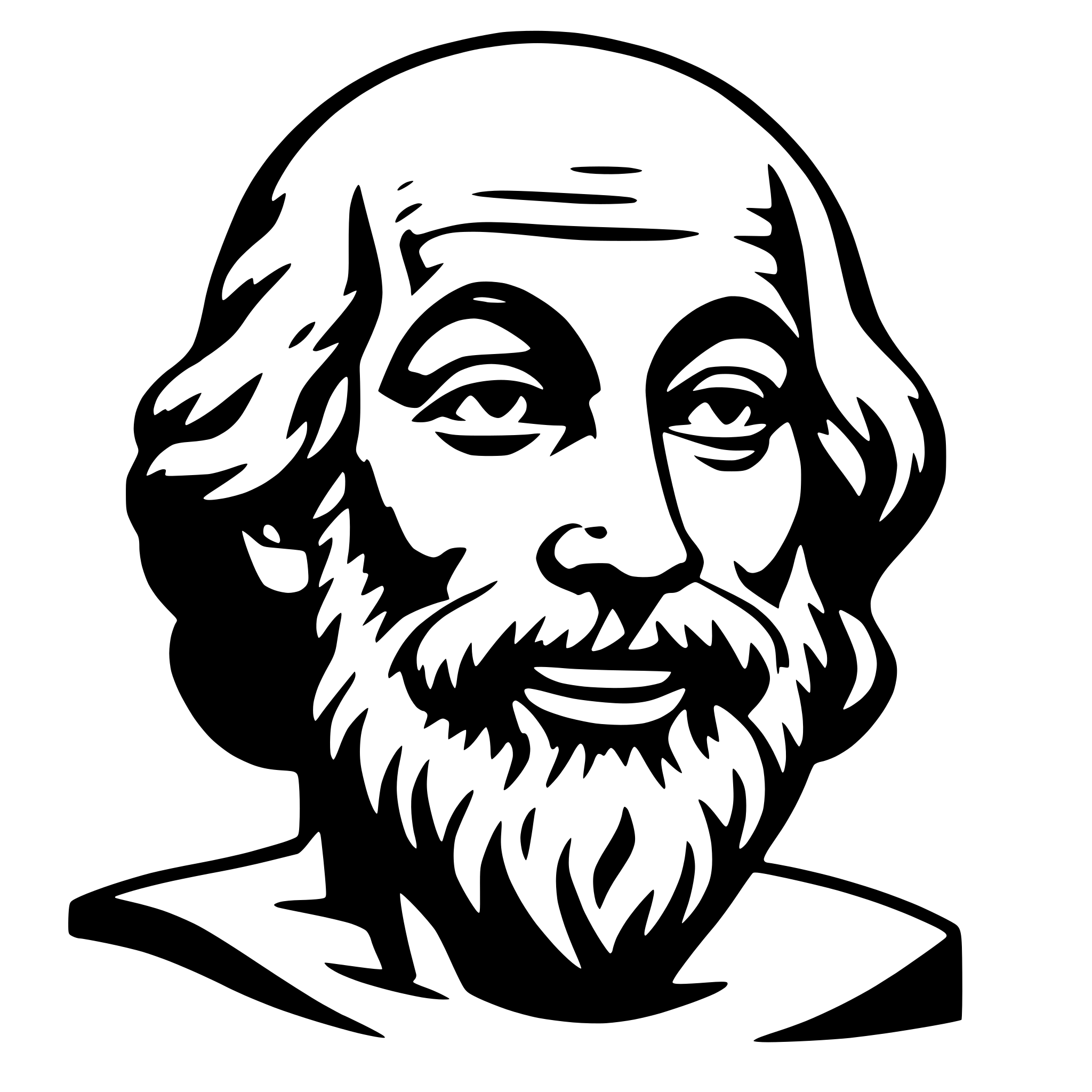 AI-generated SVG of a Socrates smiling looking right