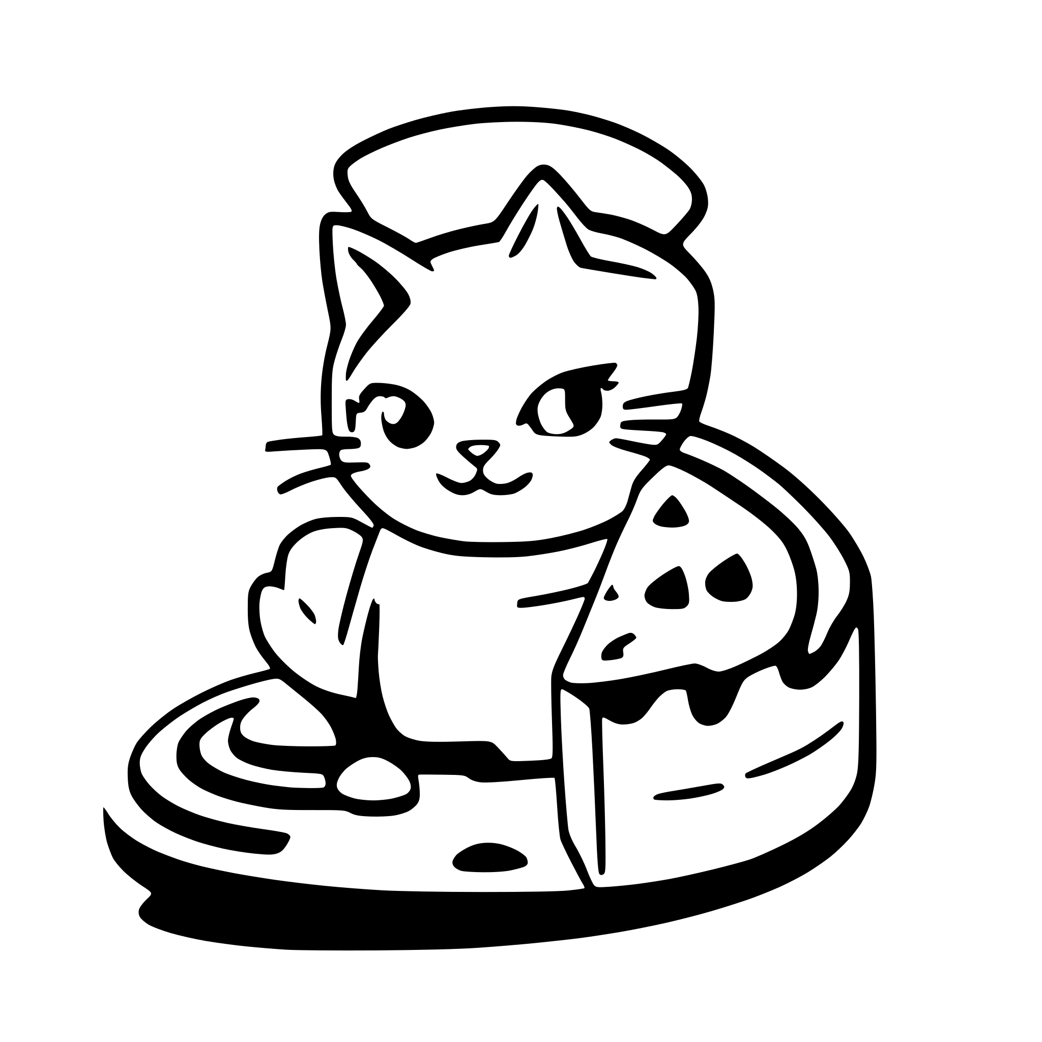 AI-generated SVG of a Brand name: esiensi. Brand slogan: Taste the Artistry. A logo for preparing cakes, homemade sweets and finger food trays for cafes, celebrations and parties. A symbol of a 4-year-old domestic male cat in white with gray spots and a slice of cake and finger food Color: combination of pink and gray. Use limited and simple colors, and a simple background color. Design: Simple and without complicated details. Clean and clear lines should be used to create the shape of a cat, and the use of the cat s