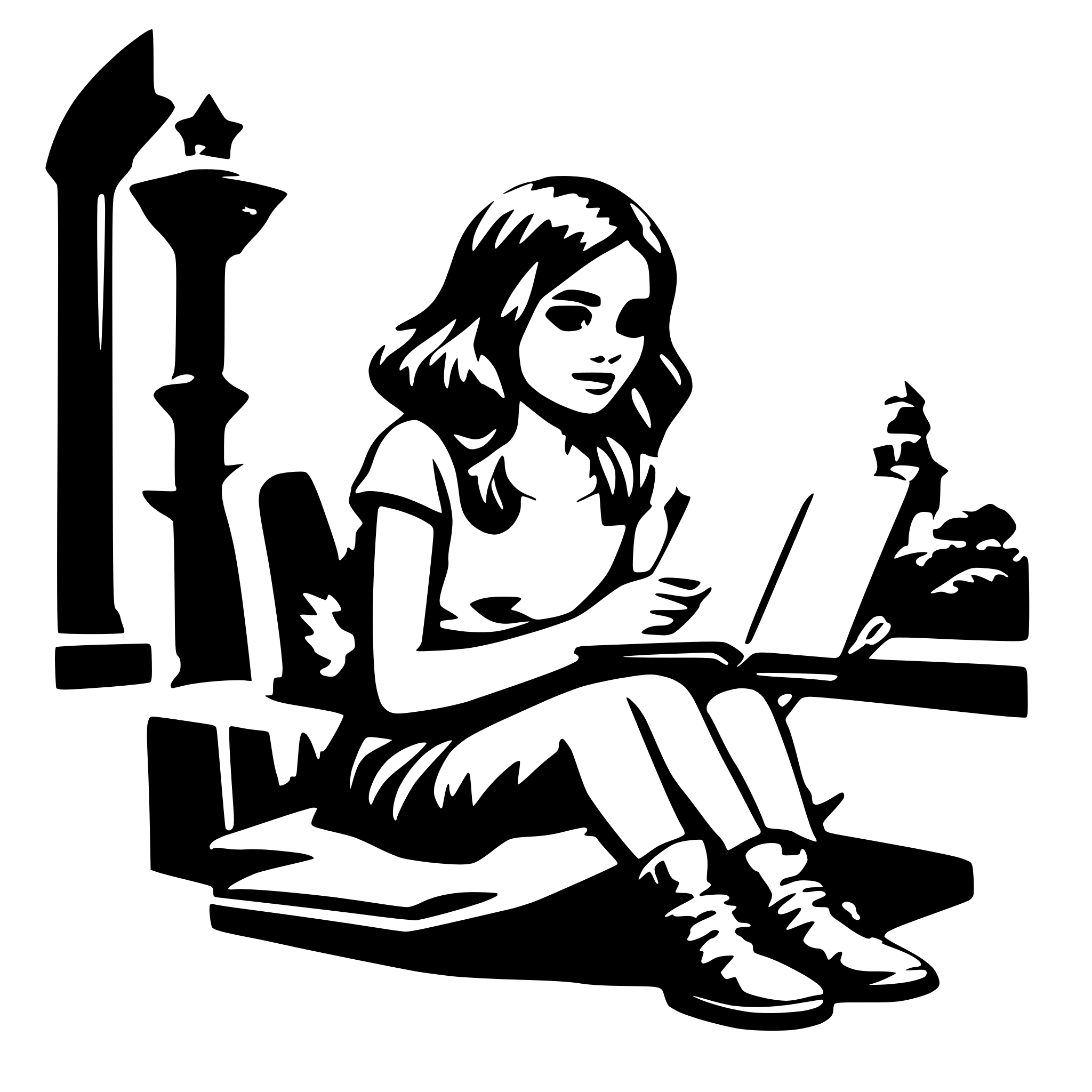 AI-generated SVG of 'Girl reading a book'