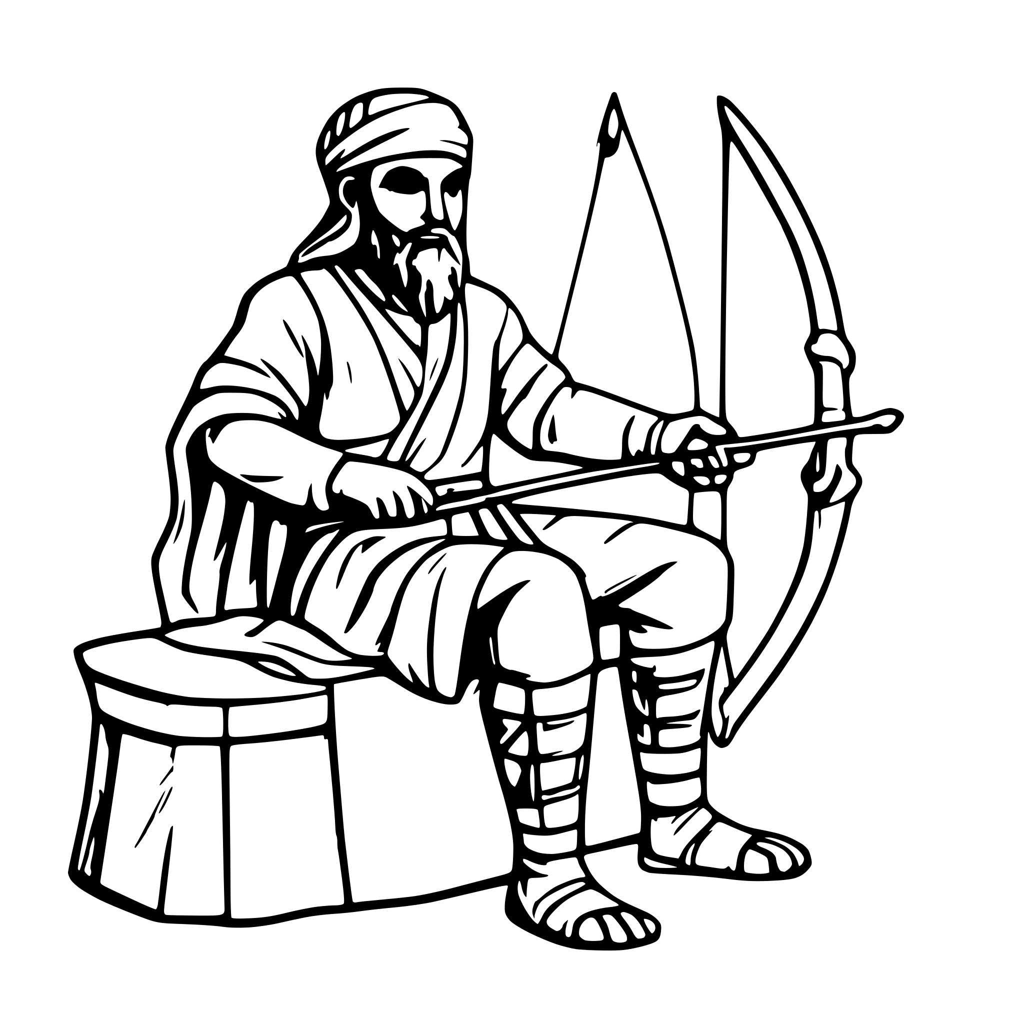 AI-generated SVG of a a Persian ancient man, an archer, siting on his knee, with a bow AI-generated SVG of a a Persian ancient man, an archer, siting on his knee, with a bow