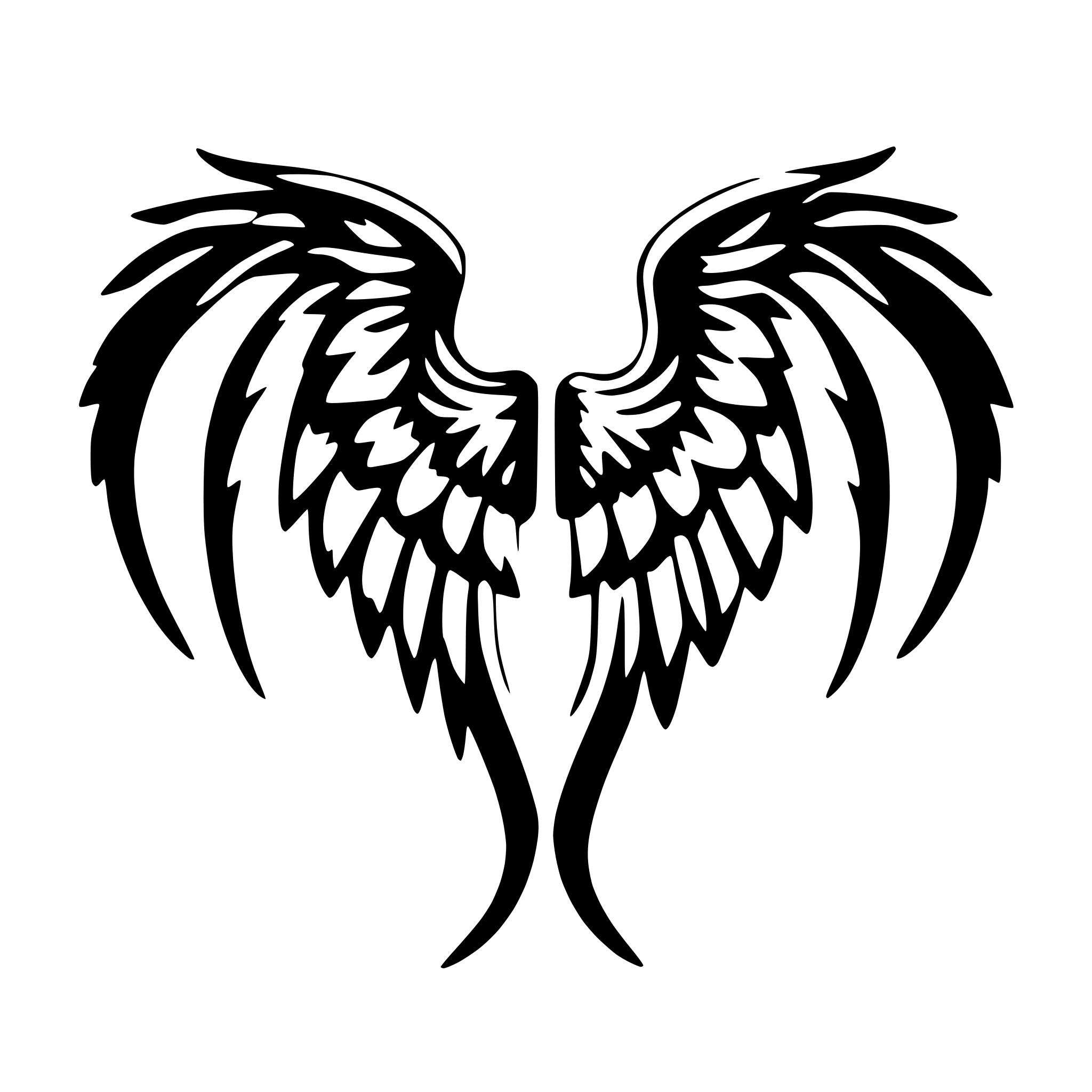 AI-generated SVG of 'symmetrical angel wings'