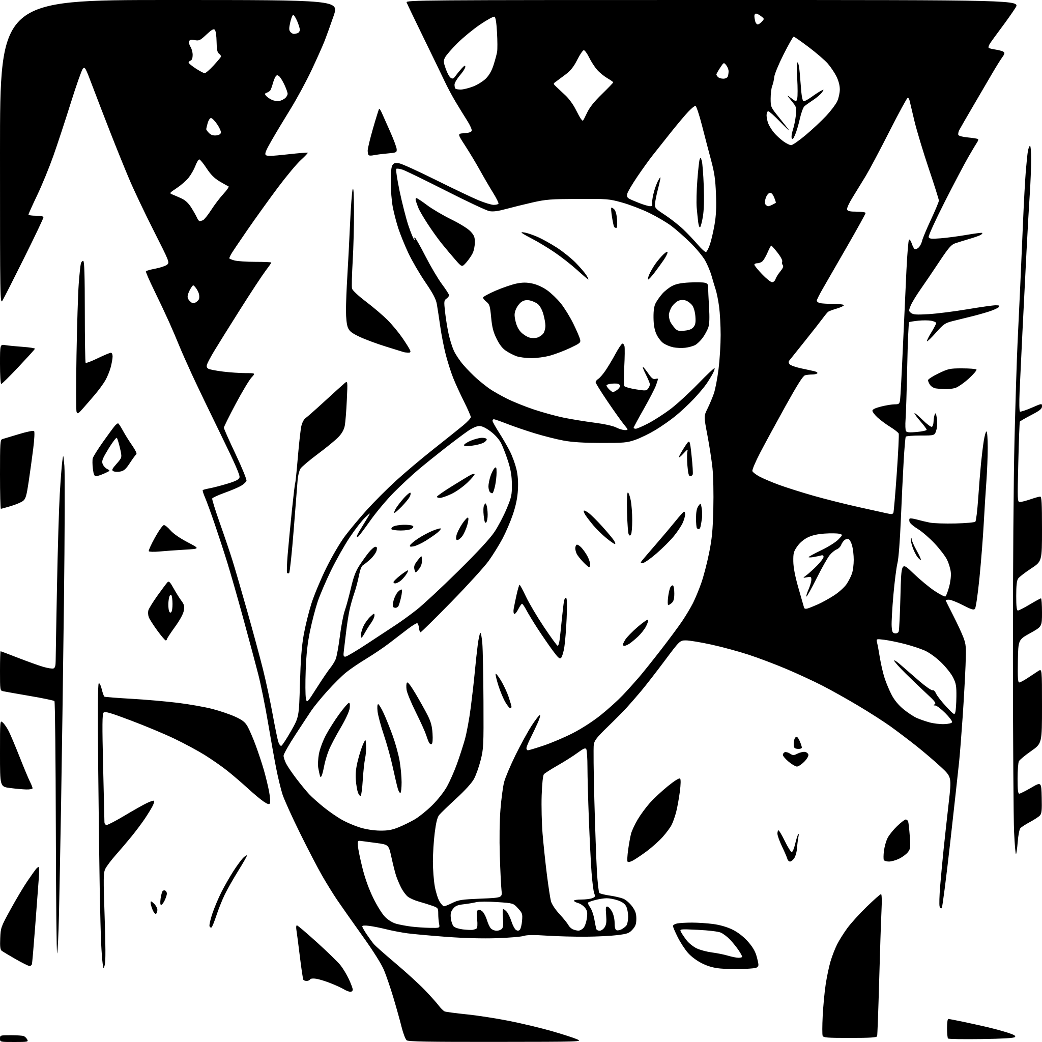 AI-generated SVG of a Owl, Fox and Mouse. Christmas time forest