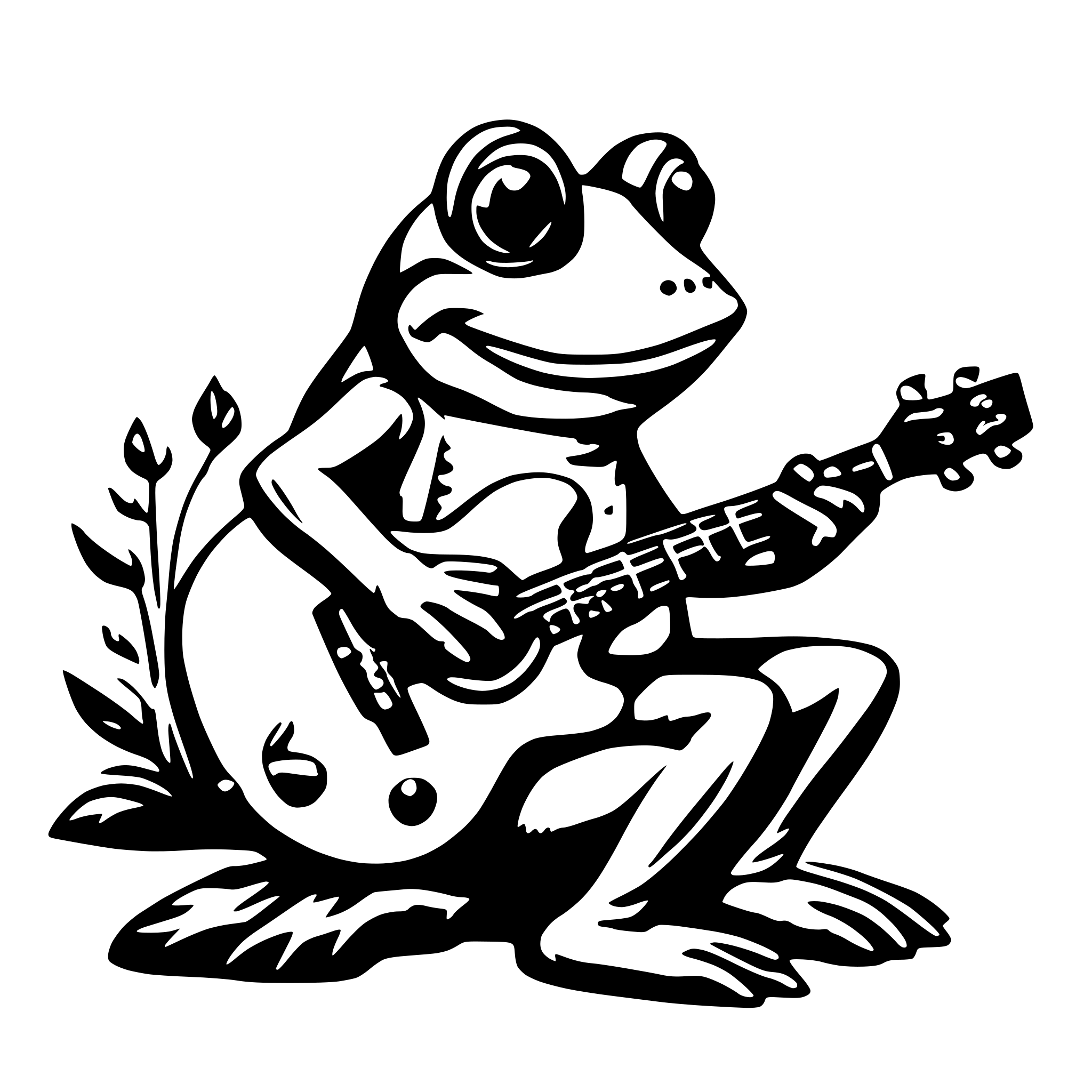 AI-generated SVG of 'frog playing guitar'