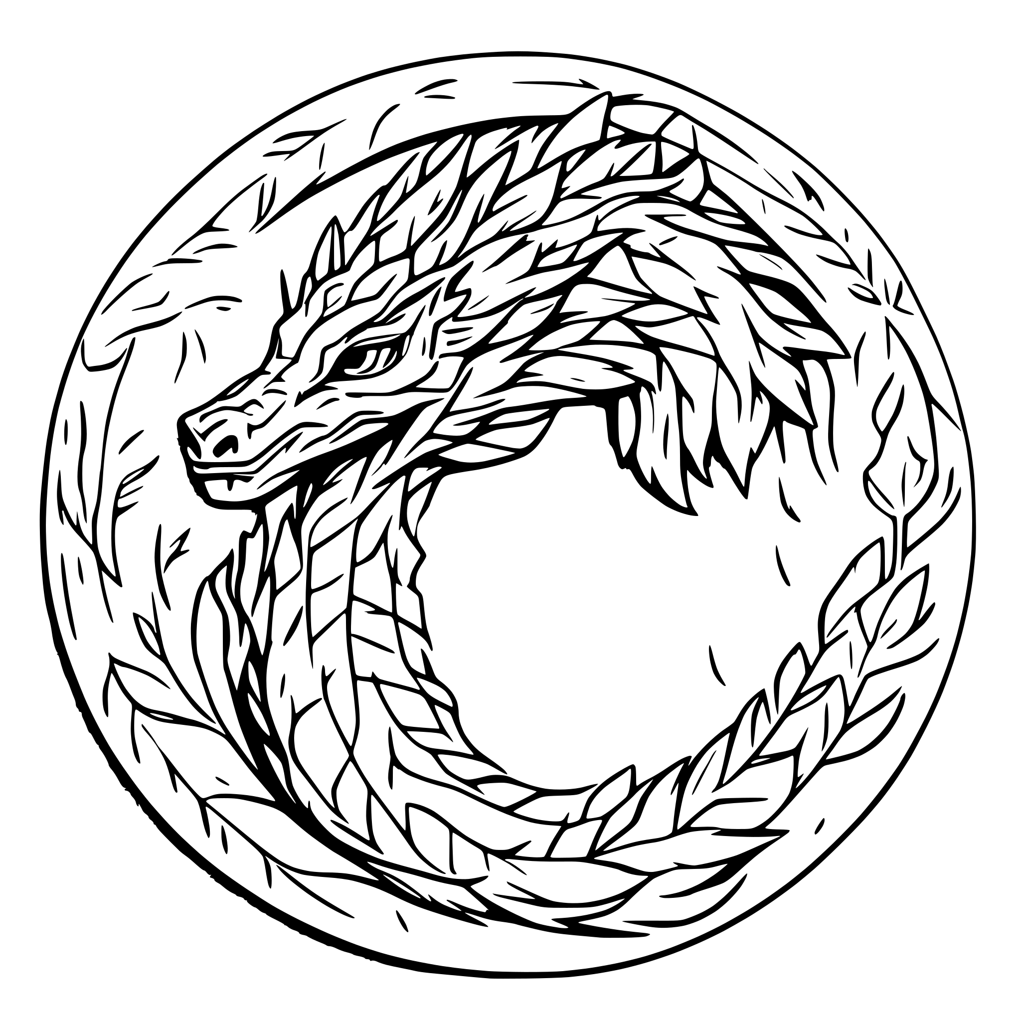 AI-generated SVG of 'Chinese dragon inside a circle'