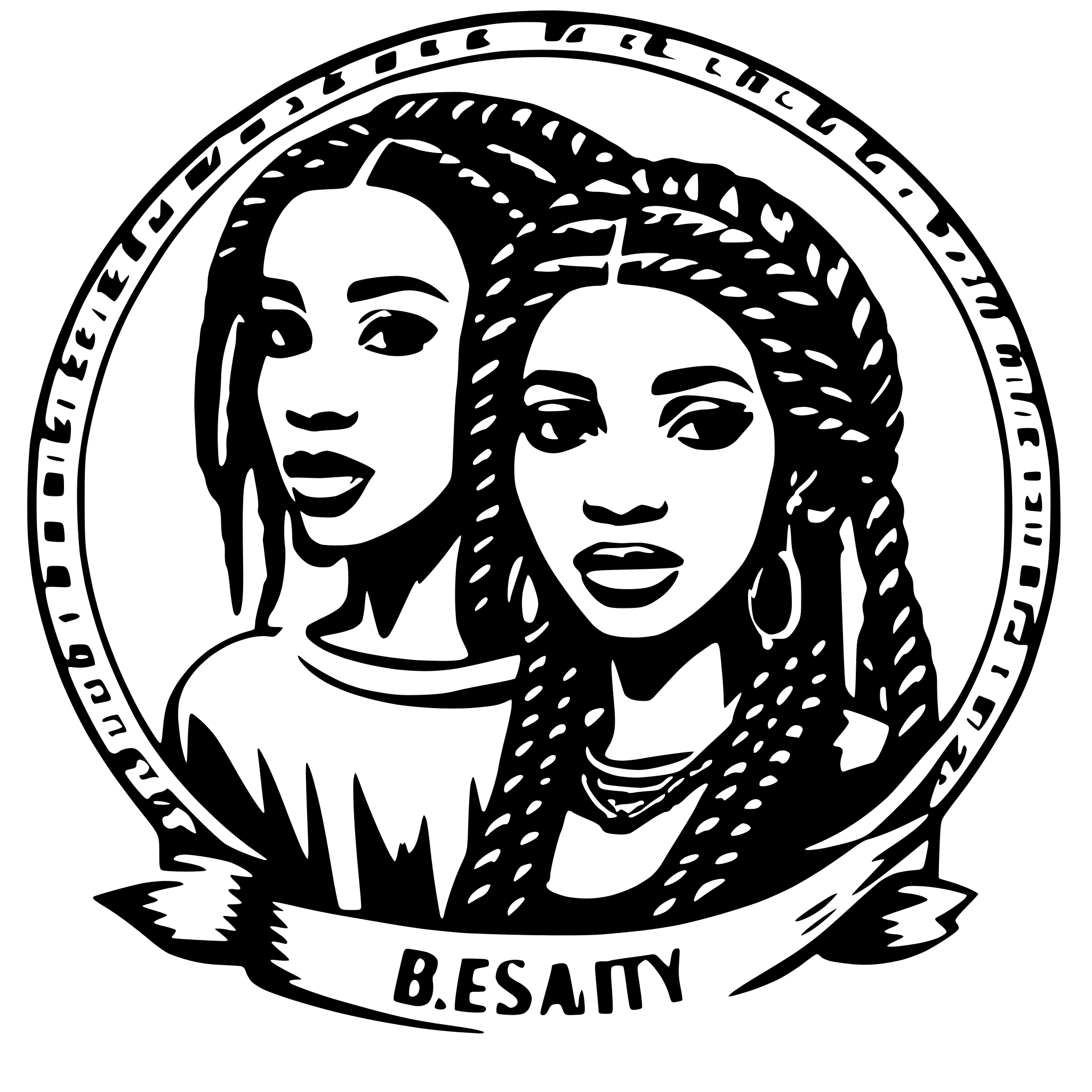 AI-generated SVG of a a black woman with braids and the text 