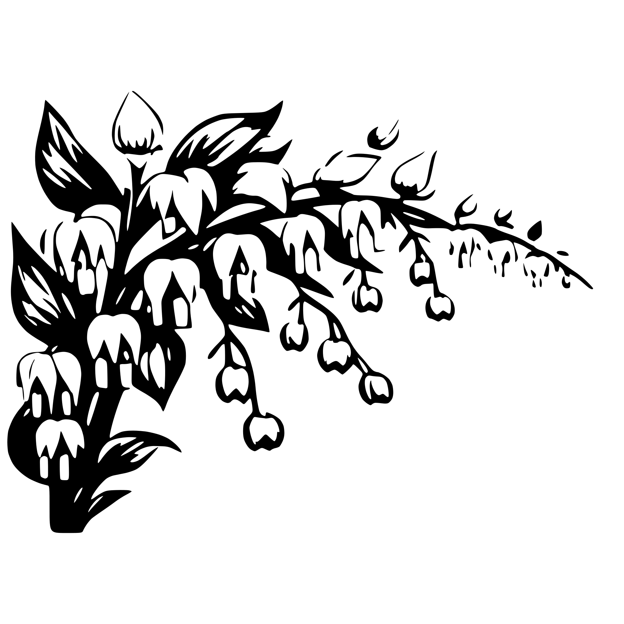 AI-generated SVG of 'a long vine from which lilies of the valley and lilies grow'