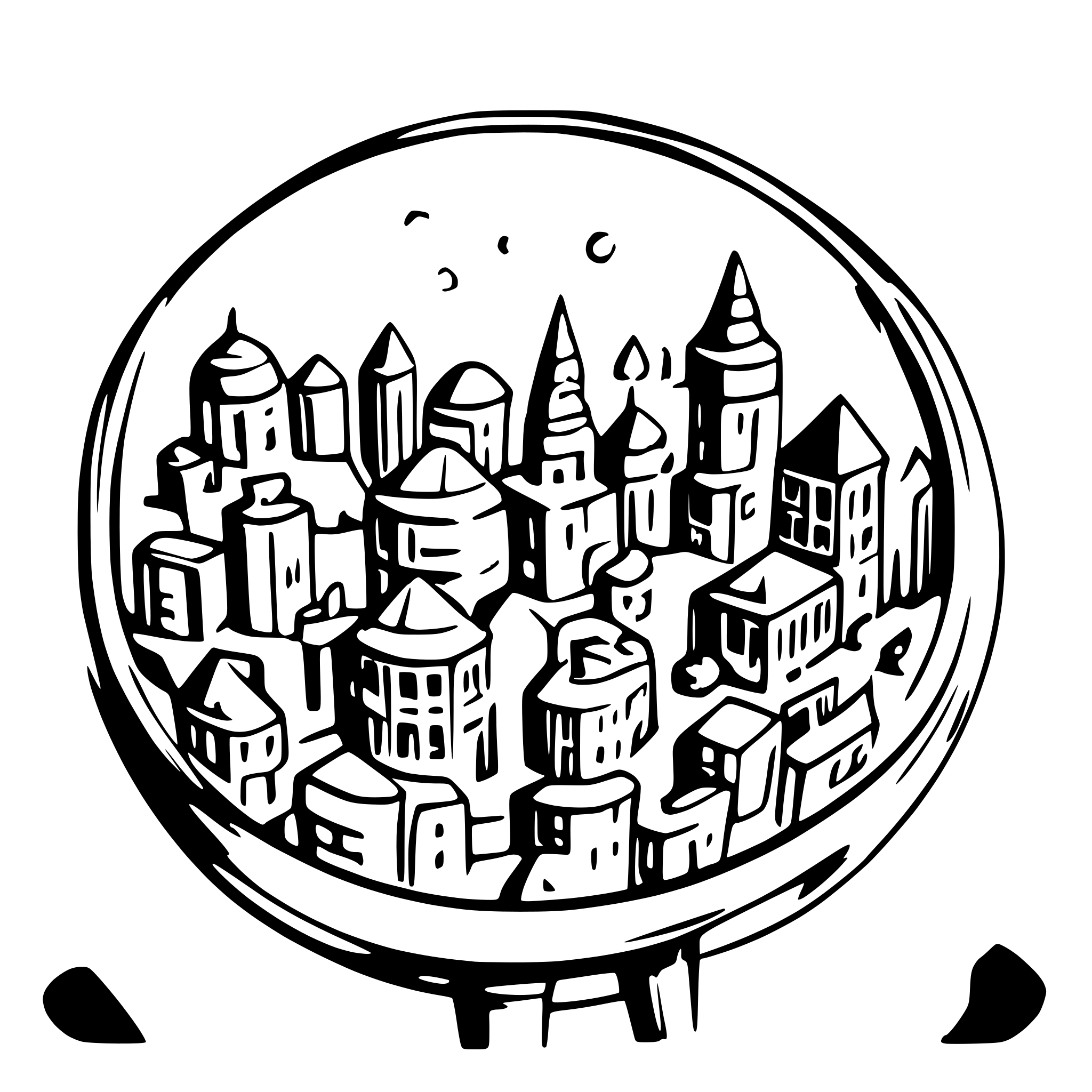 AI-generated SVG of a cute bubbly hub of cities