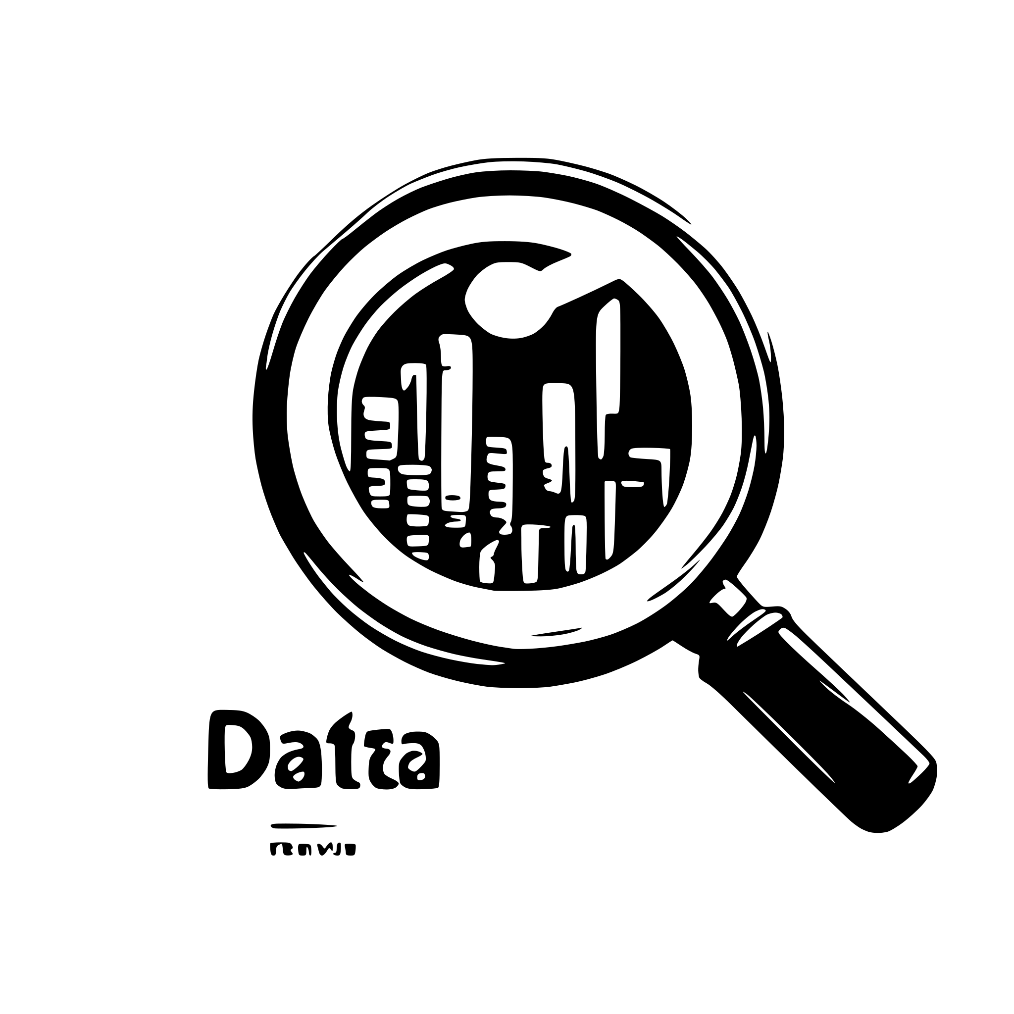 AI-generated SVG of a magnifying glass over data
