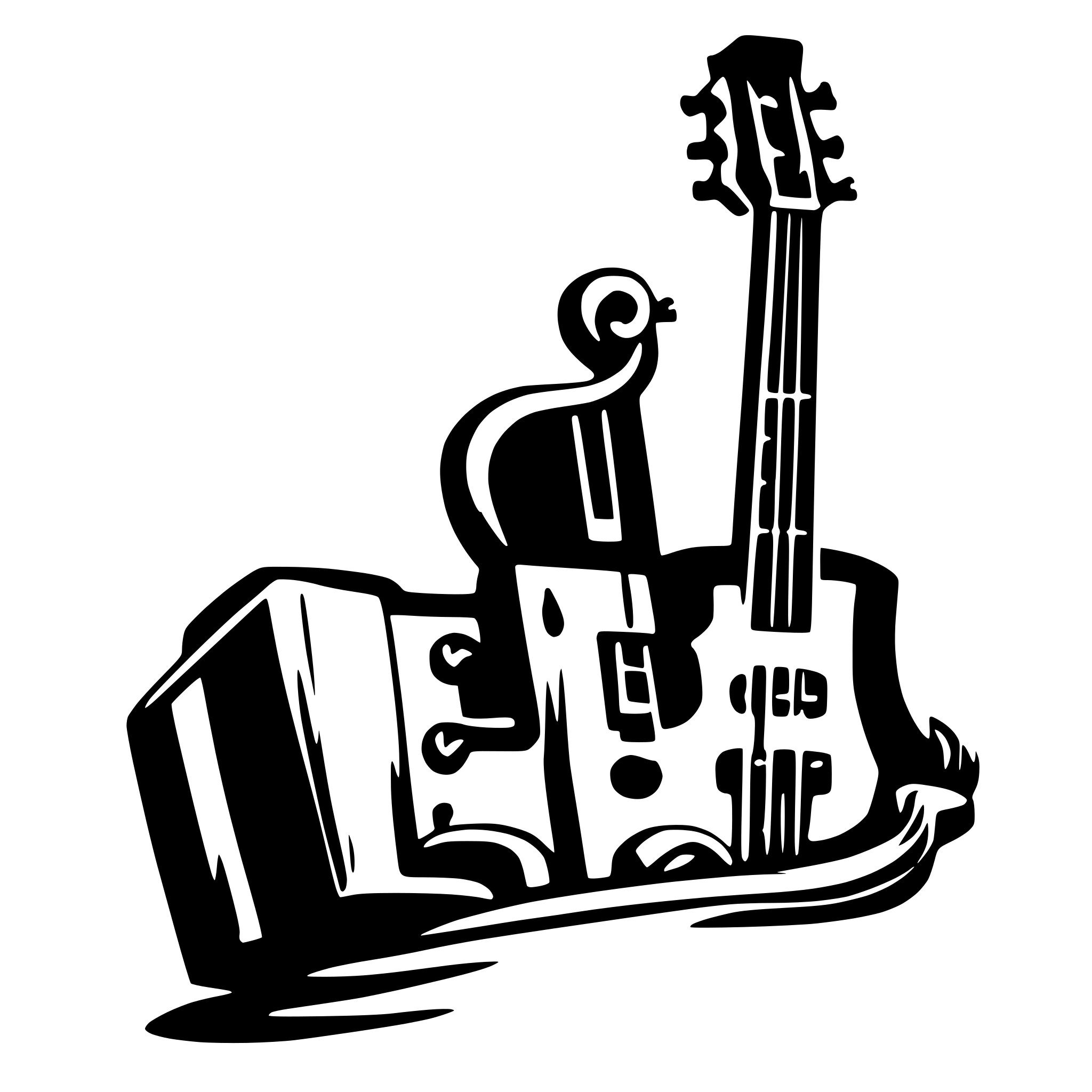 AI-generated SVG of 'music notes black and white quitar'