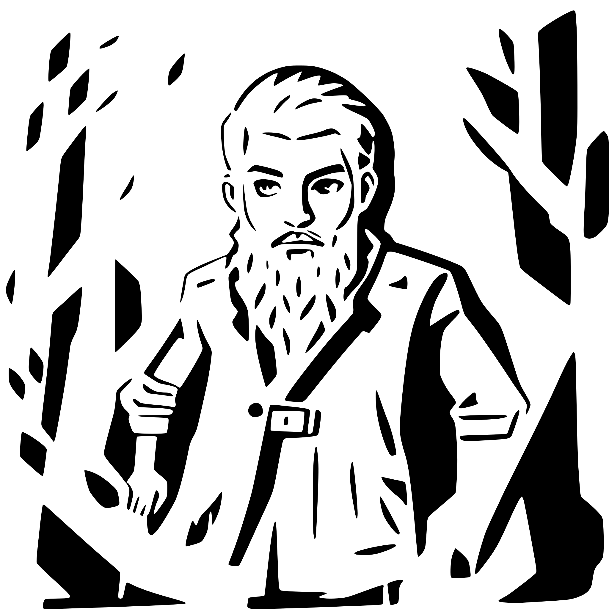 AI-generated SVG of a fierce male druid with beard in a dark forest