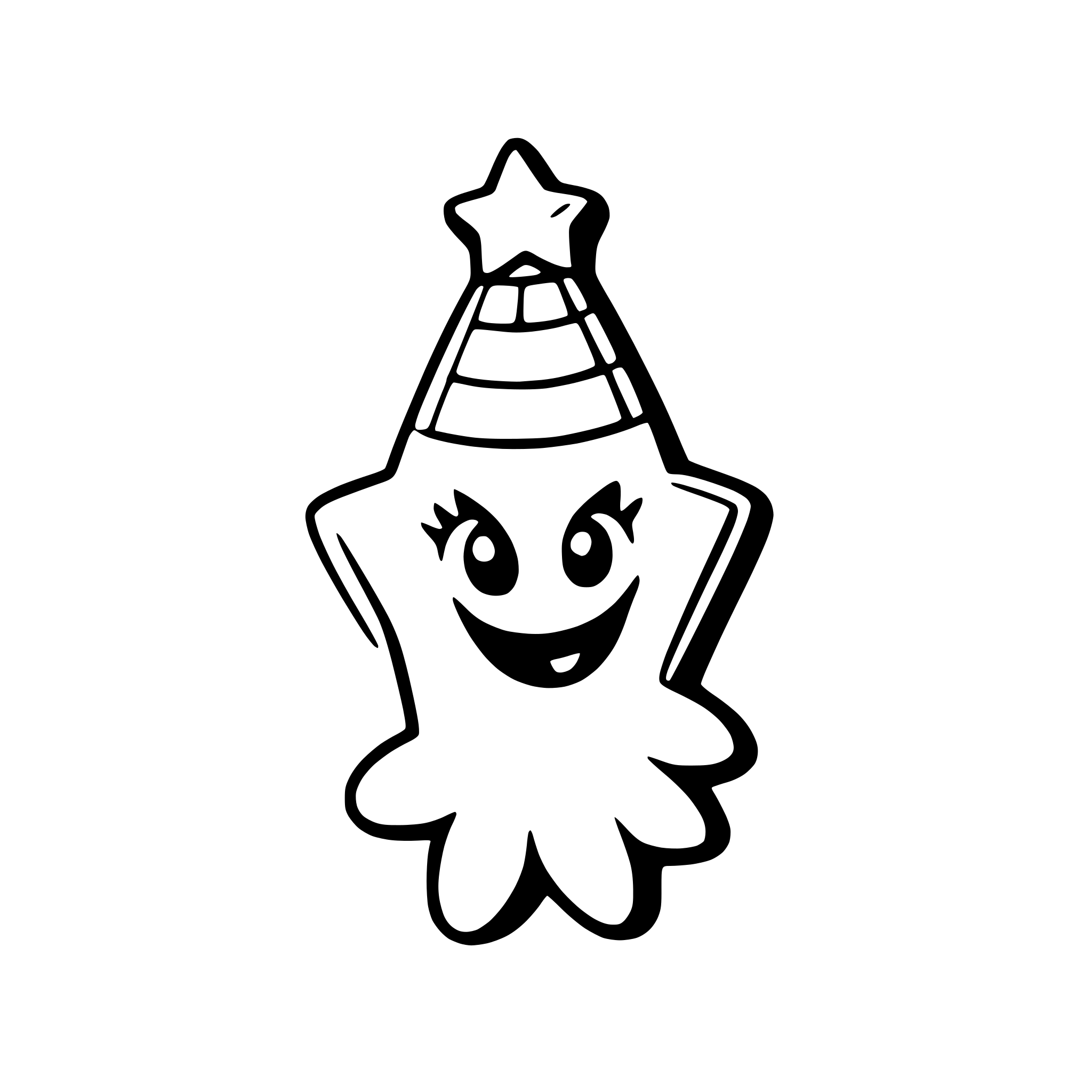 AI-generated SVG of a a smiling star with a party hat