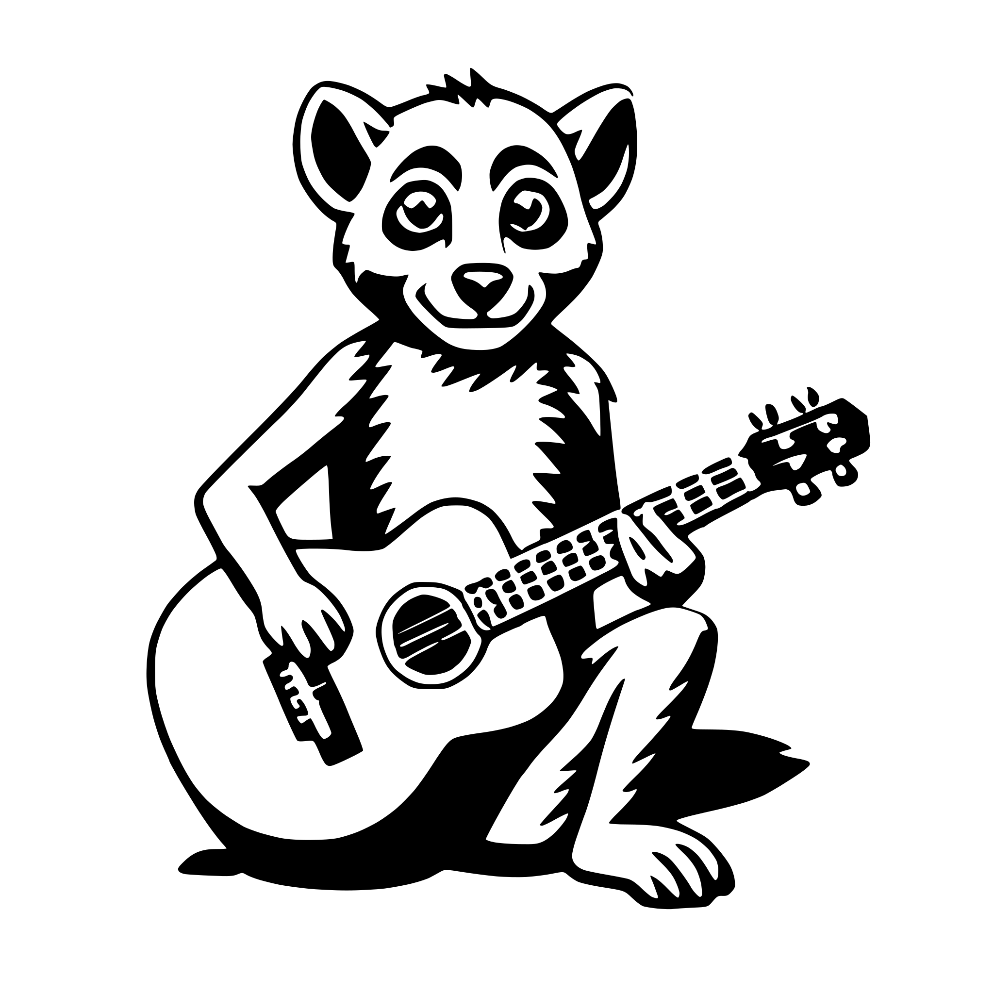 AI-generated SVG of 'lemur with guitar'