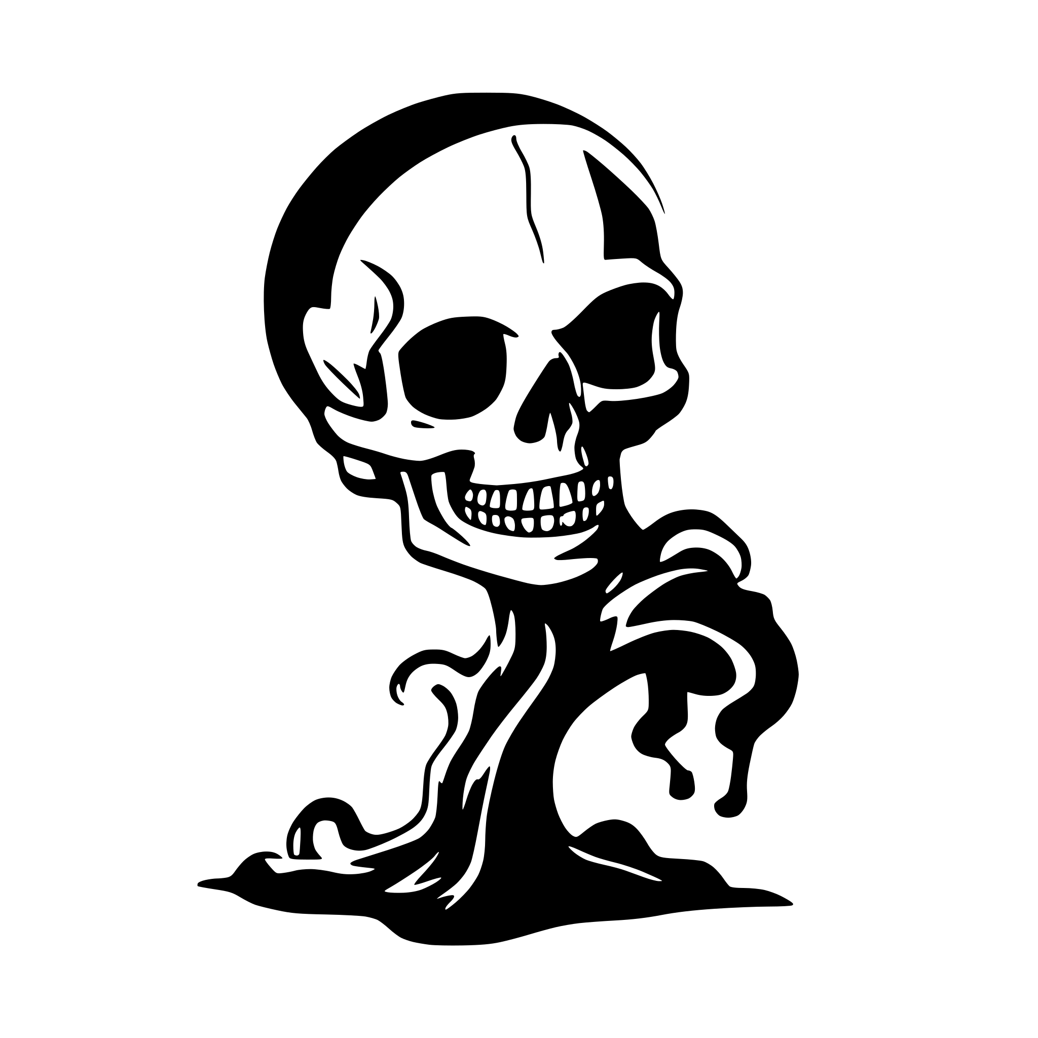 AI-generated SVG of 'A broken skull with a tentacle-like moustre protruding from it'