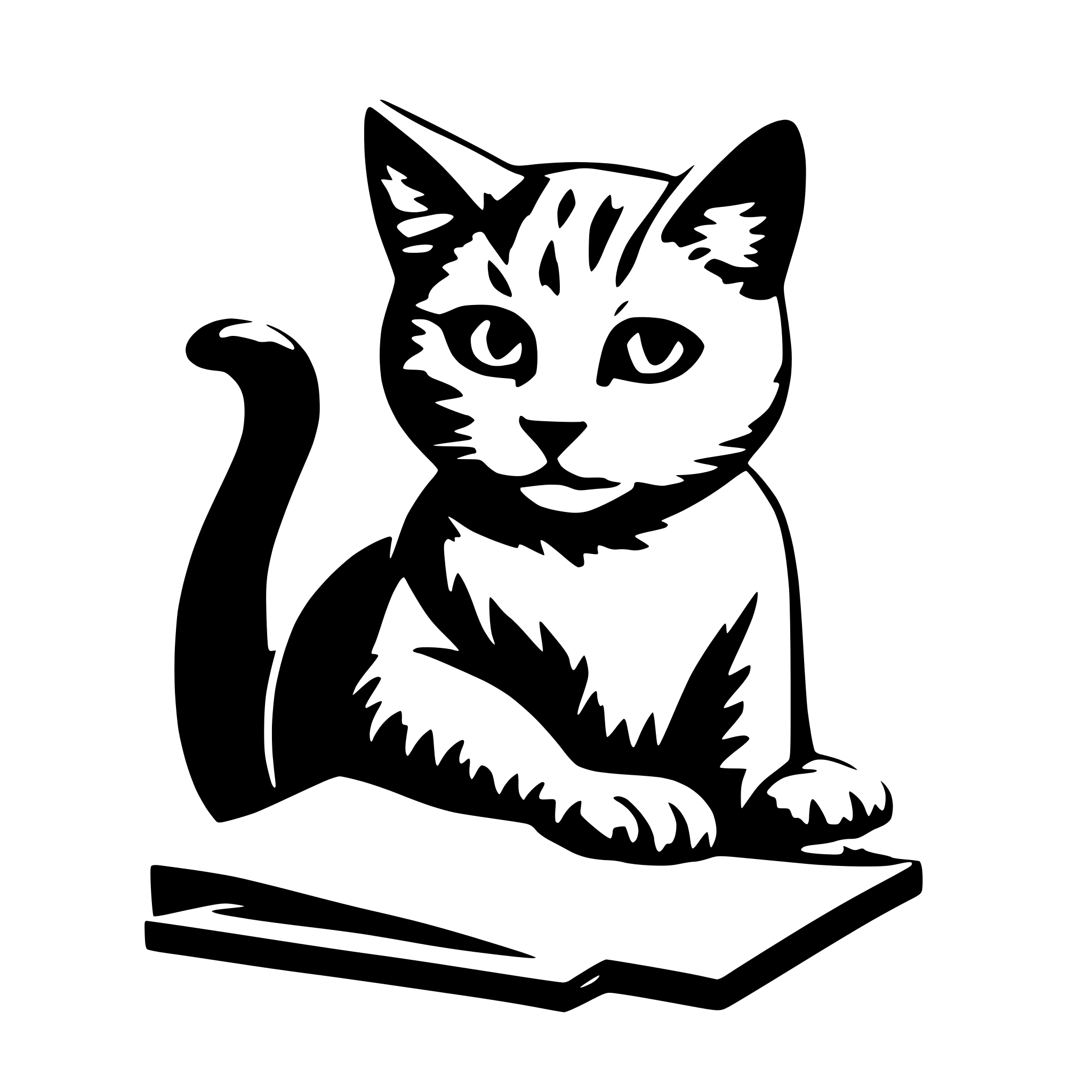 AI-generated SVG of 'Cat studies exams'