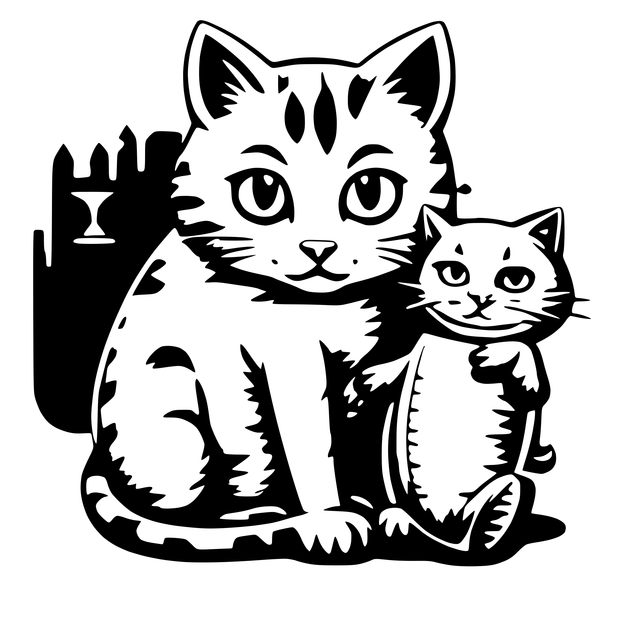 AI-generated SVG of 'Cranky cat holding a fish'