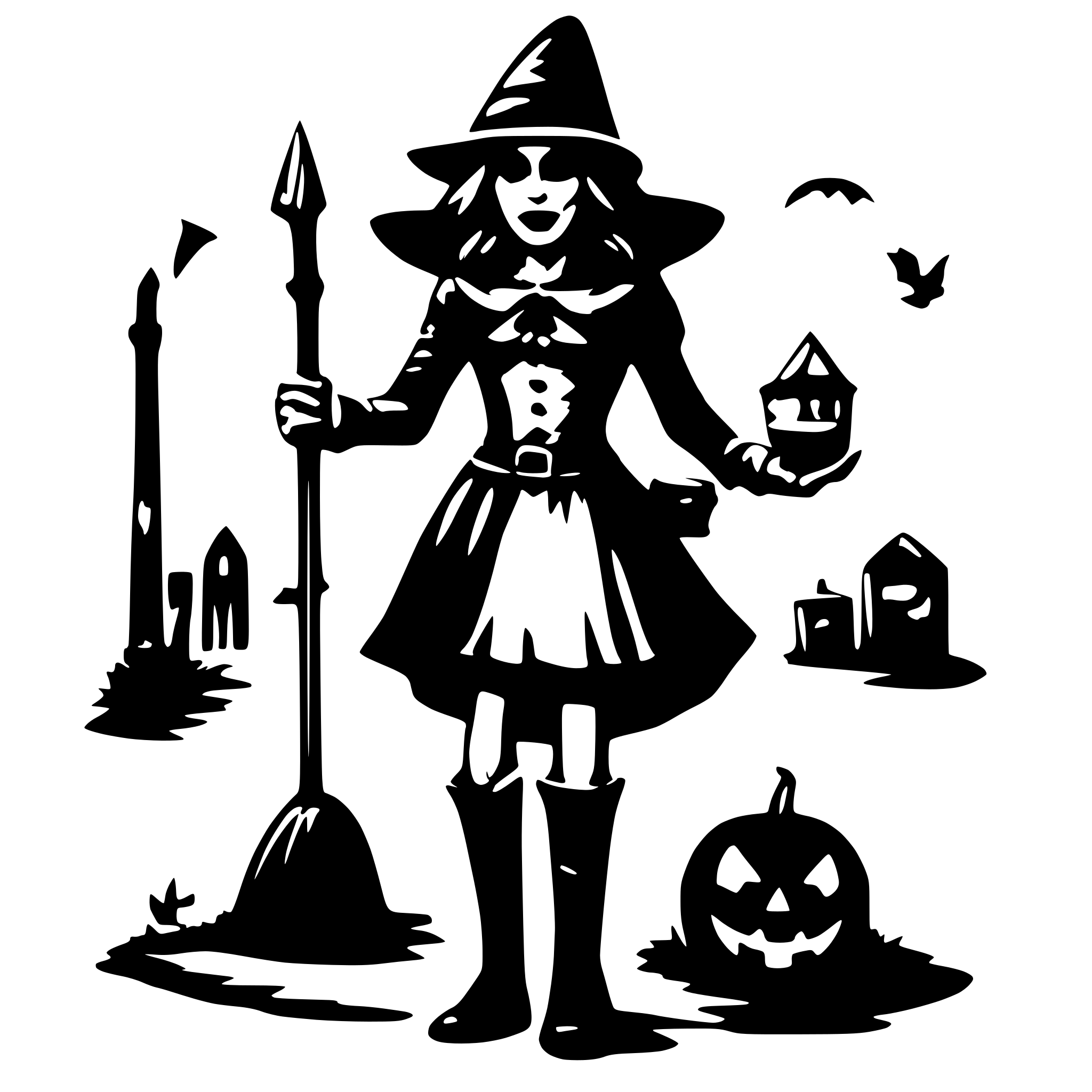 AI-generated SVG of 'Spookey Witch on a proom'