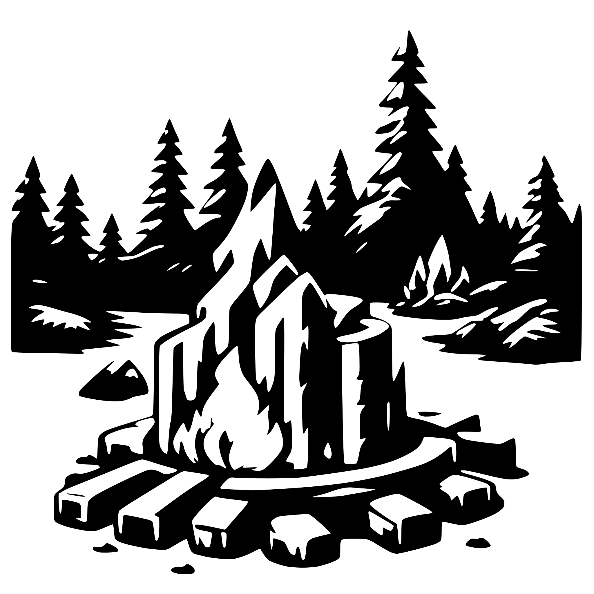 AI-generated SVG of a campfire that looks electronic like from far future
