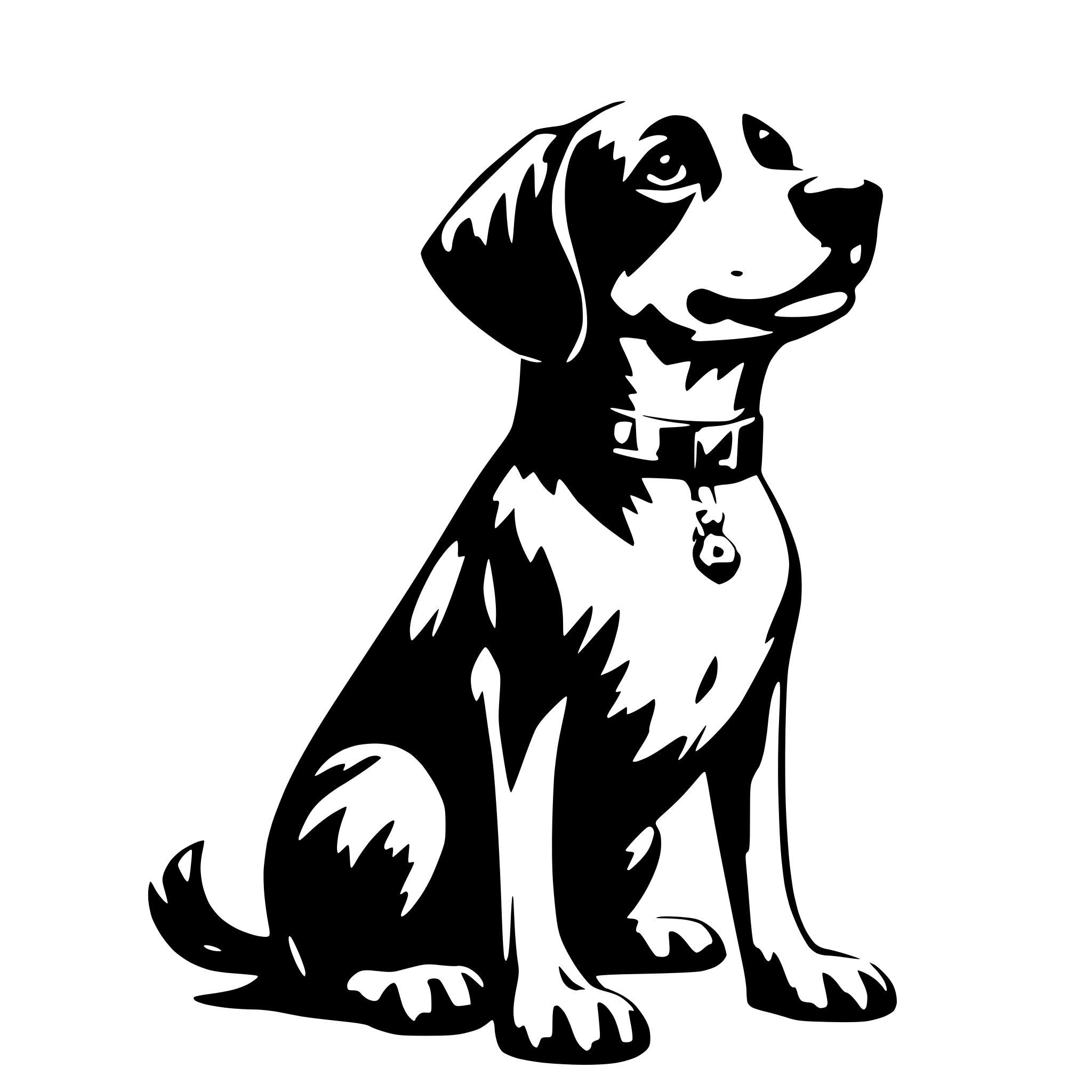 AI-generated SVG of a dog sitting and looking up