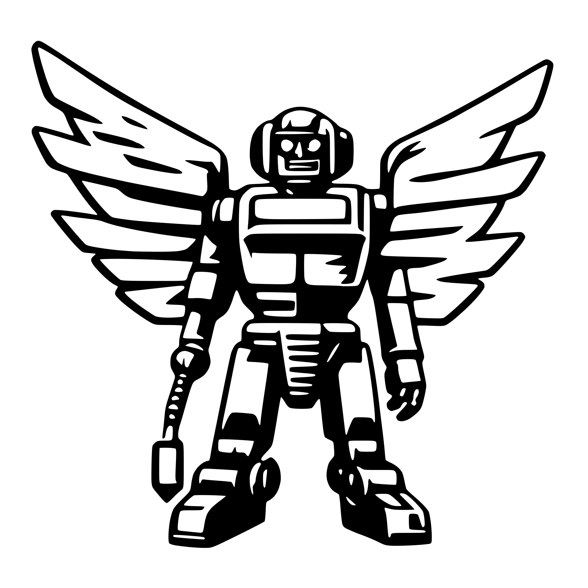 AI-generated SVG of 'transformer with wings'