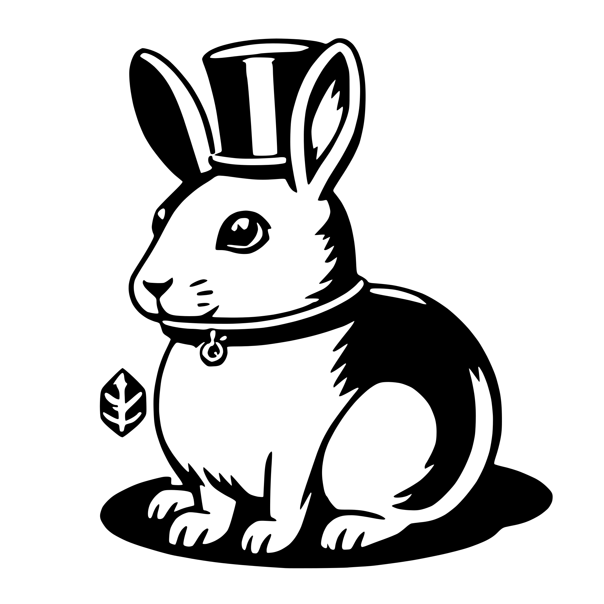 AI-generated SVG of a rabbit with top hat