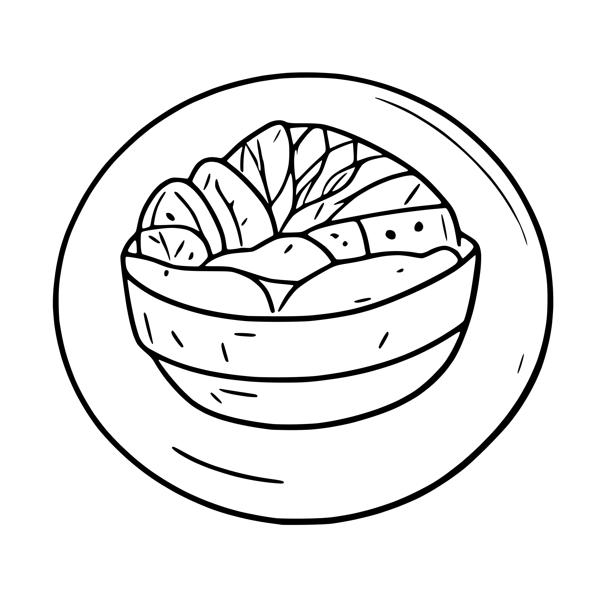 AI-generated SVG of a simple line art of food on a plate