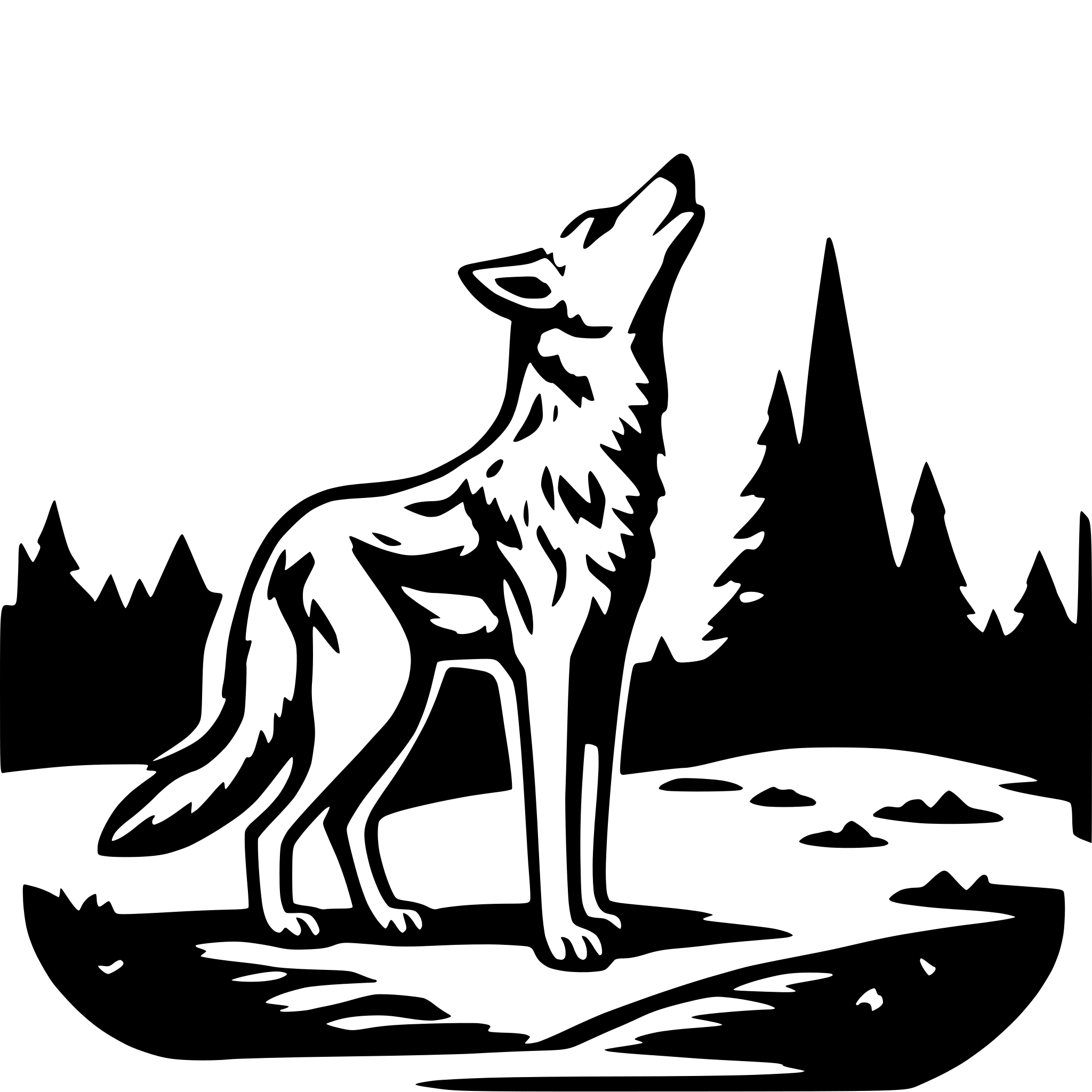 AI-generated SVG of a Coyote howling at the moon