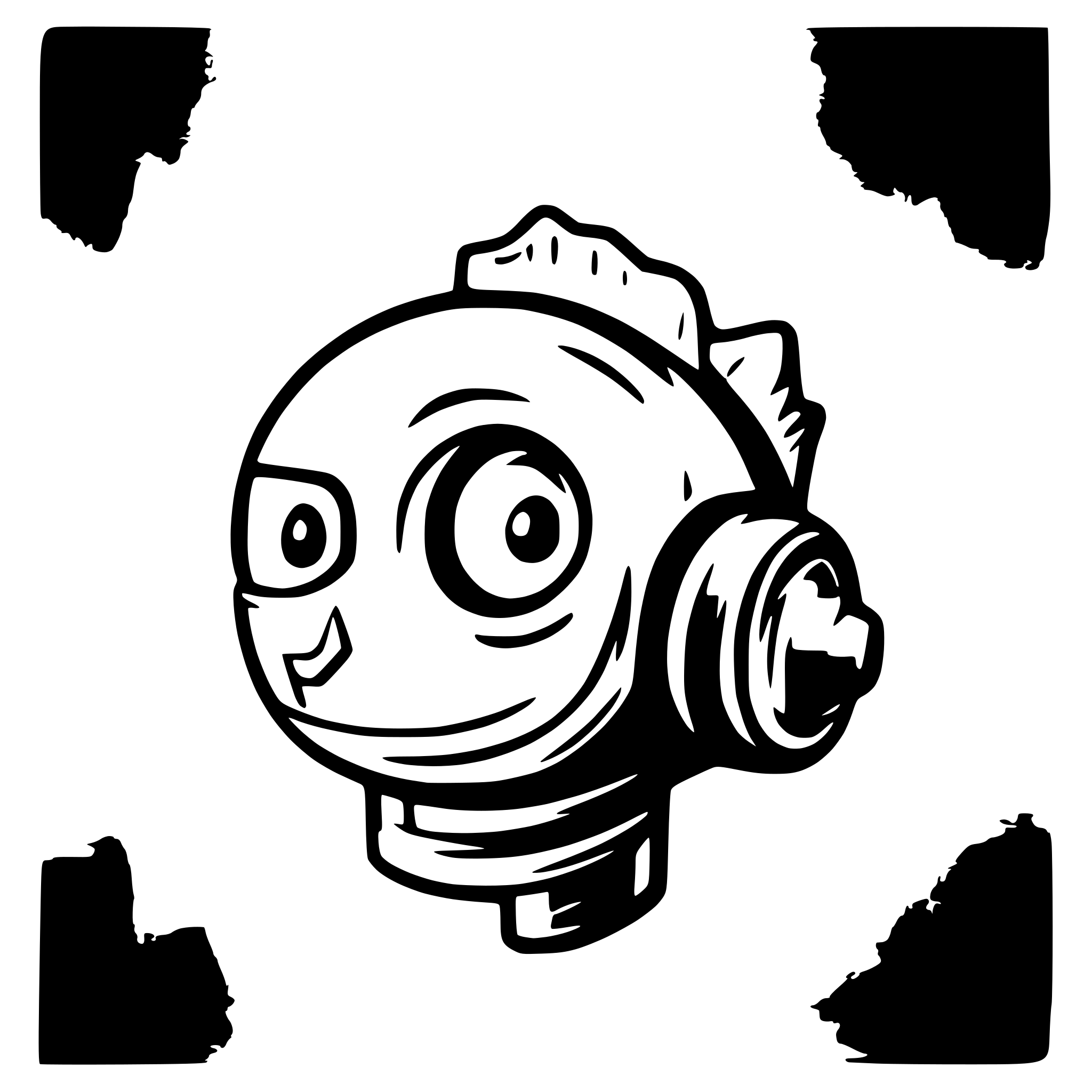 AI-generated SVG of a fish head with gas mask