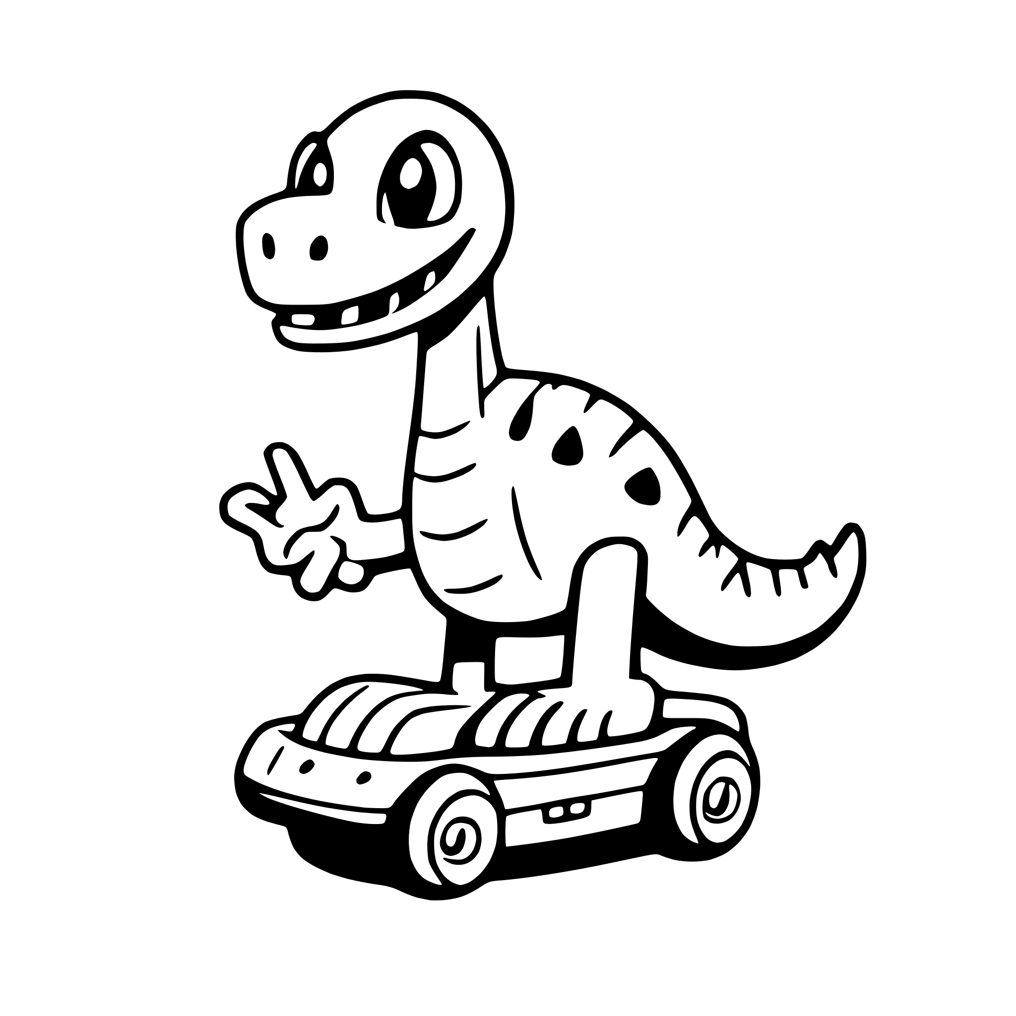 AI-generated SVG of 'a playful dinosaur with a skateboard'