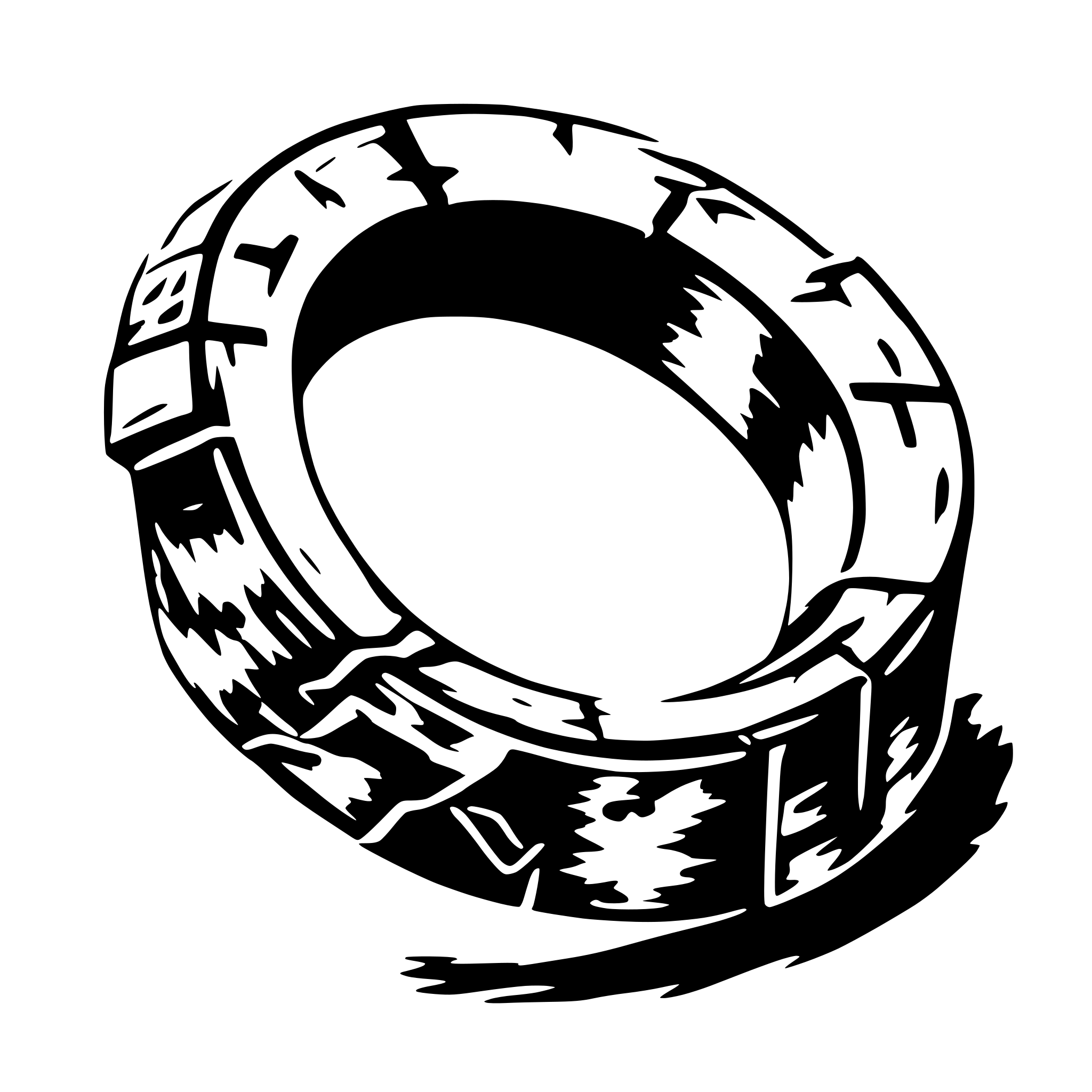 AI-generated SVG of 'a flat broken magic ring, with magic runes engraved'