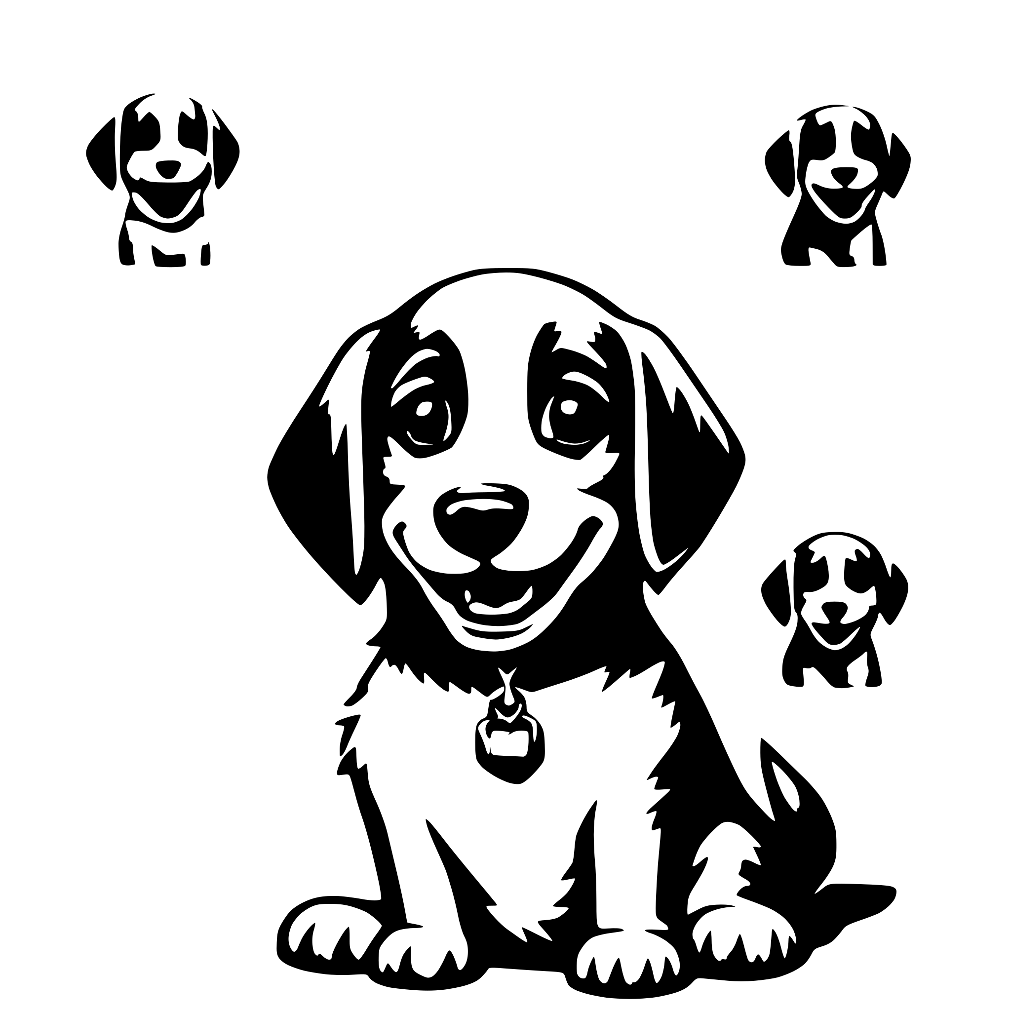 AI-generated SVG of a a spritesheet of a smiling puppy from all direction