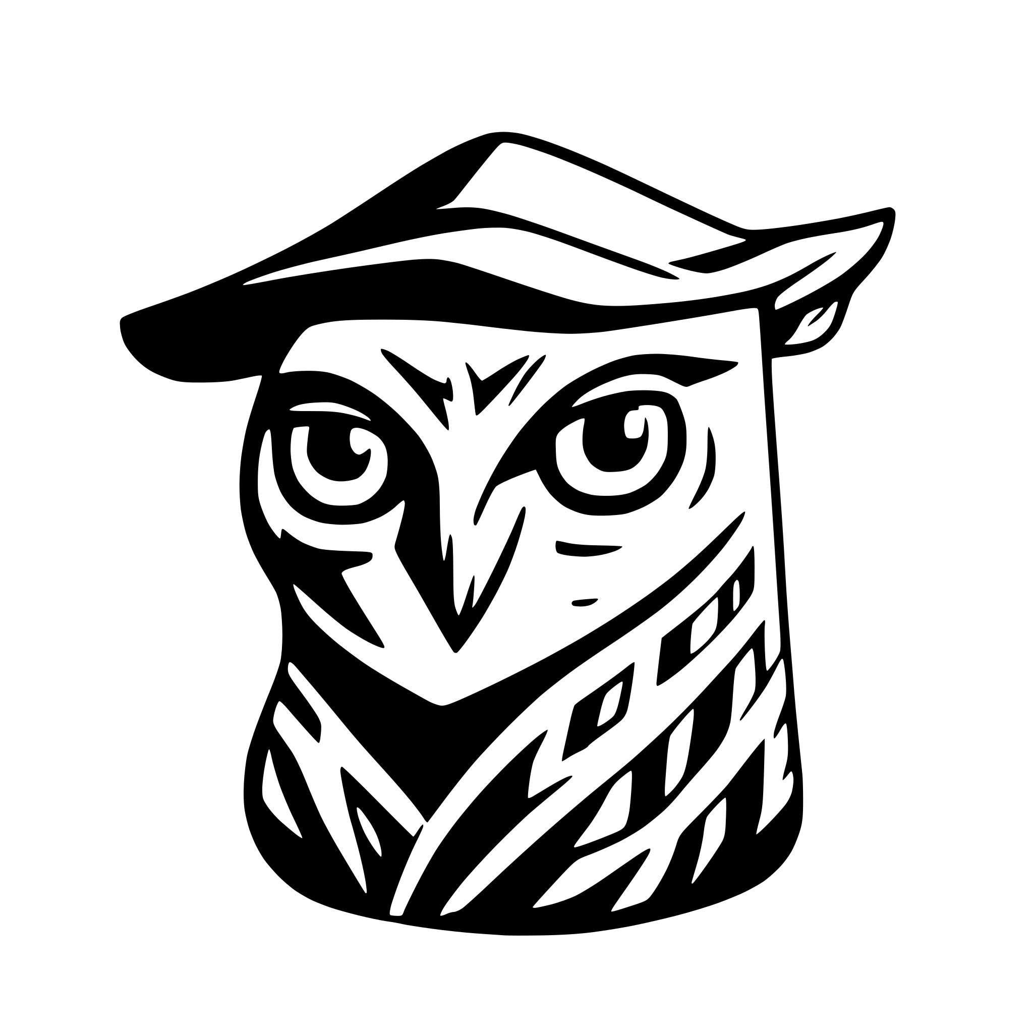 AI-generated SVG of a owl head in square academic cap