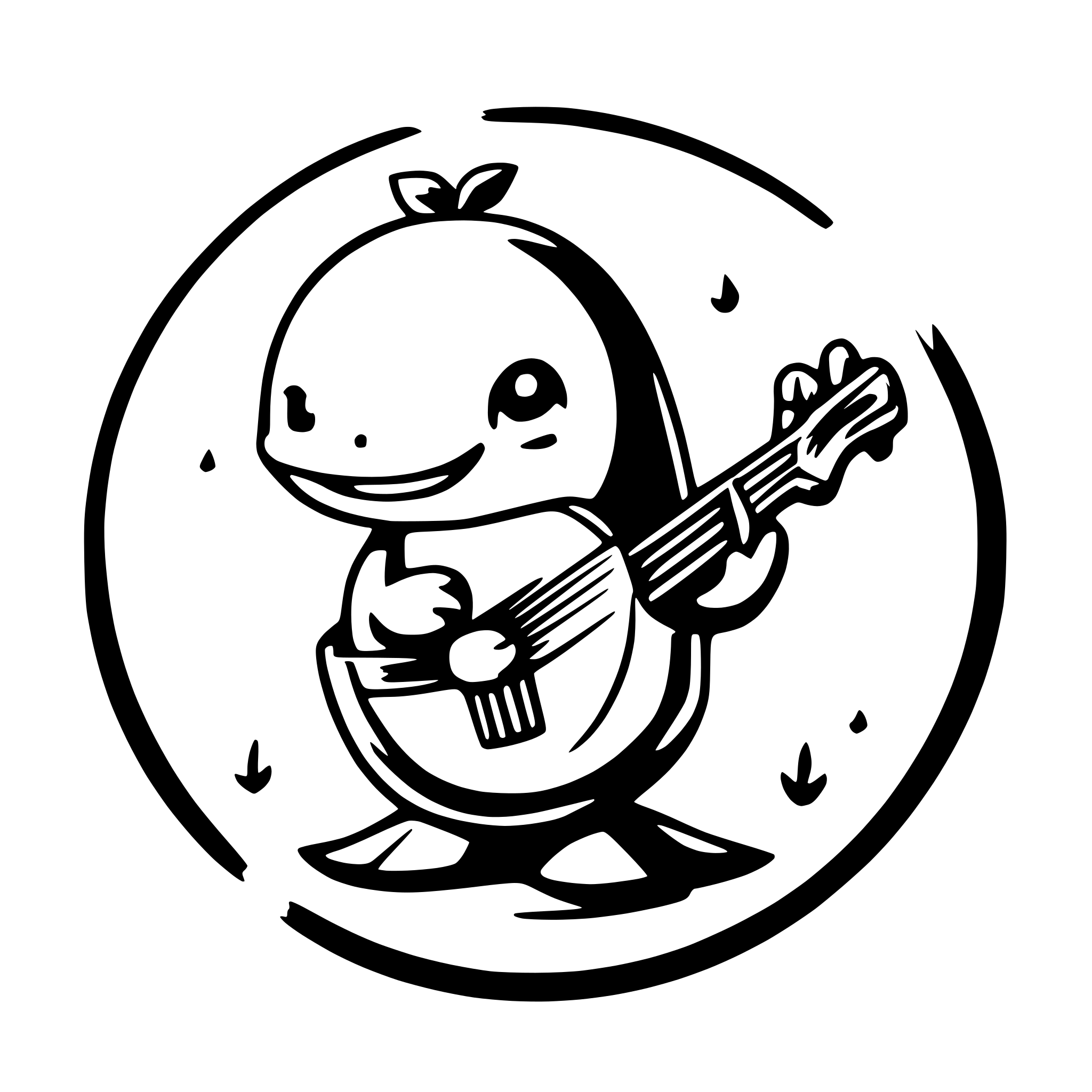 AI-generated SVG of a a cute  whale playing a lute