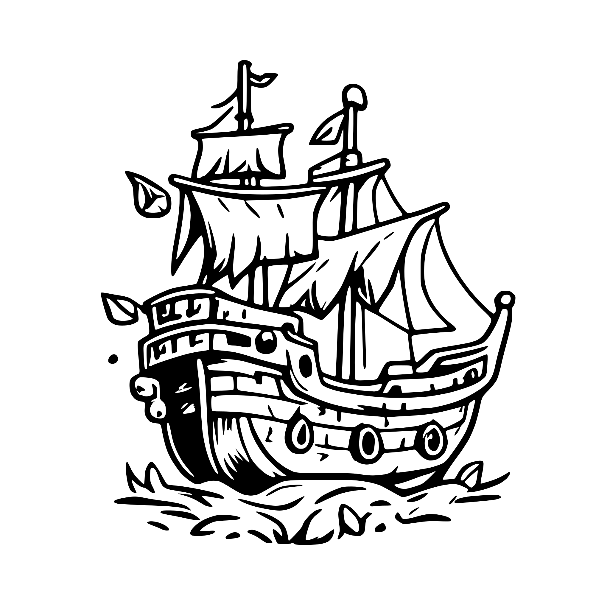 AI-generated SVG of a pirate ship
