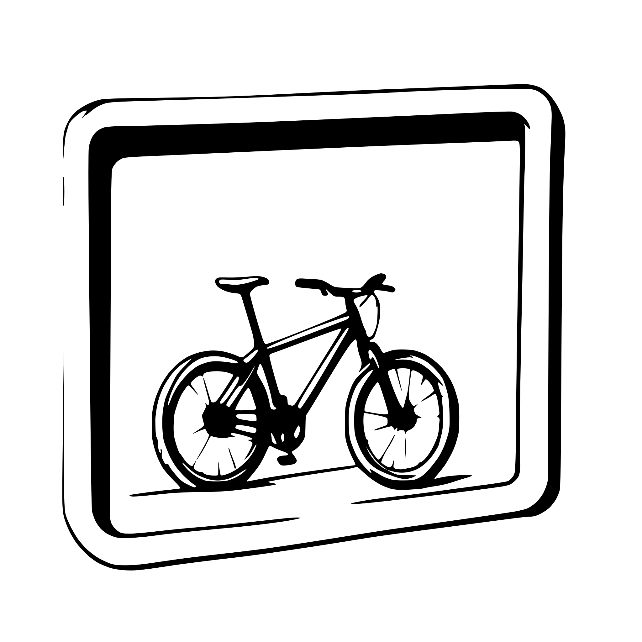 AI-generated SVG of a mountainbike sticking out of a picture frame