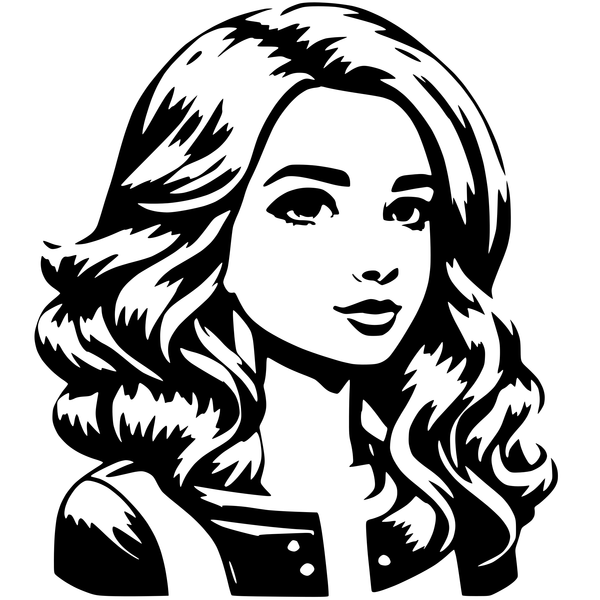 AI-generated SVG of a Girl's hair with volume