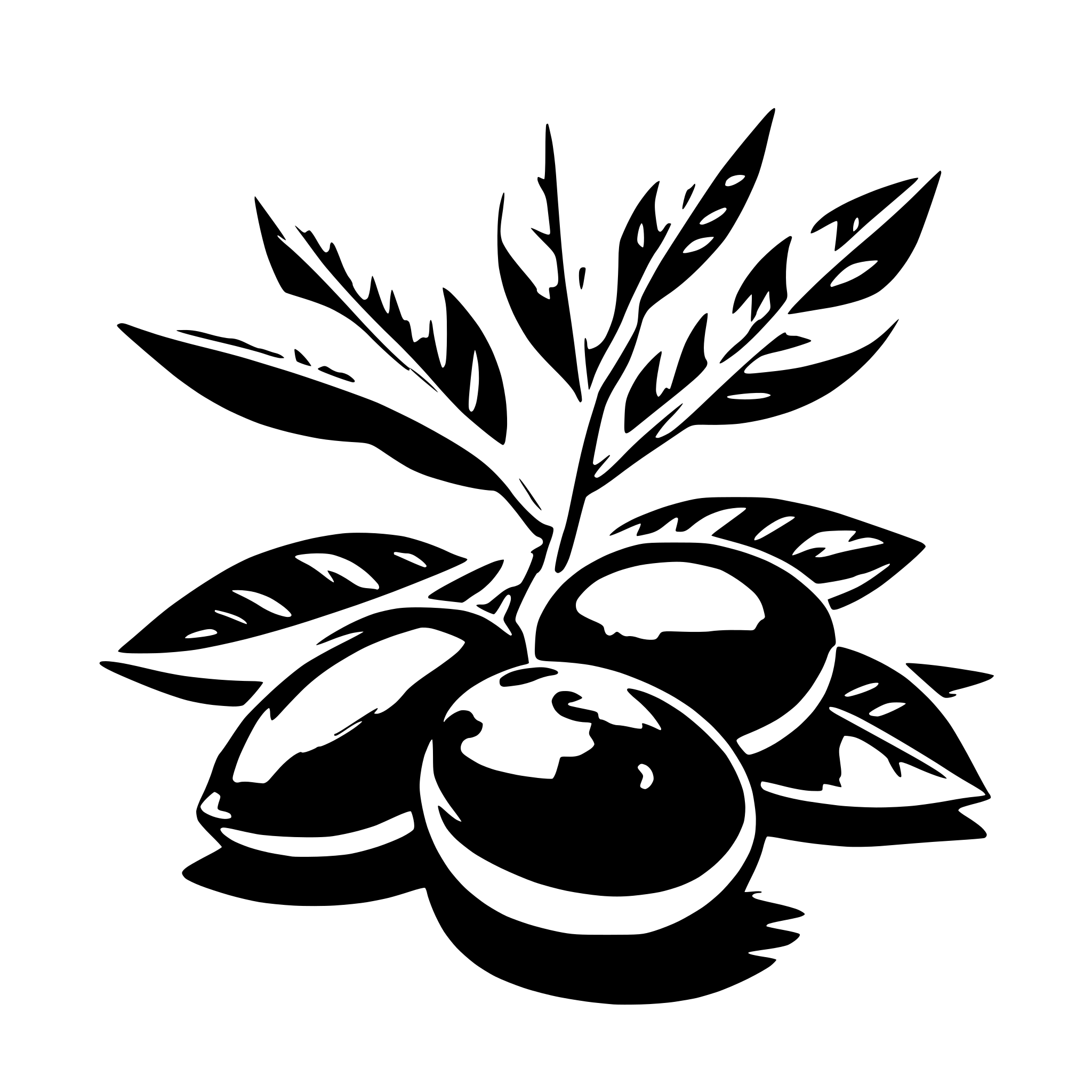 AI-generated SVG of 'One olive branch with 6 leaves and 2 olives, with shading'
