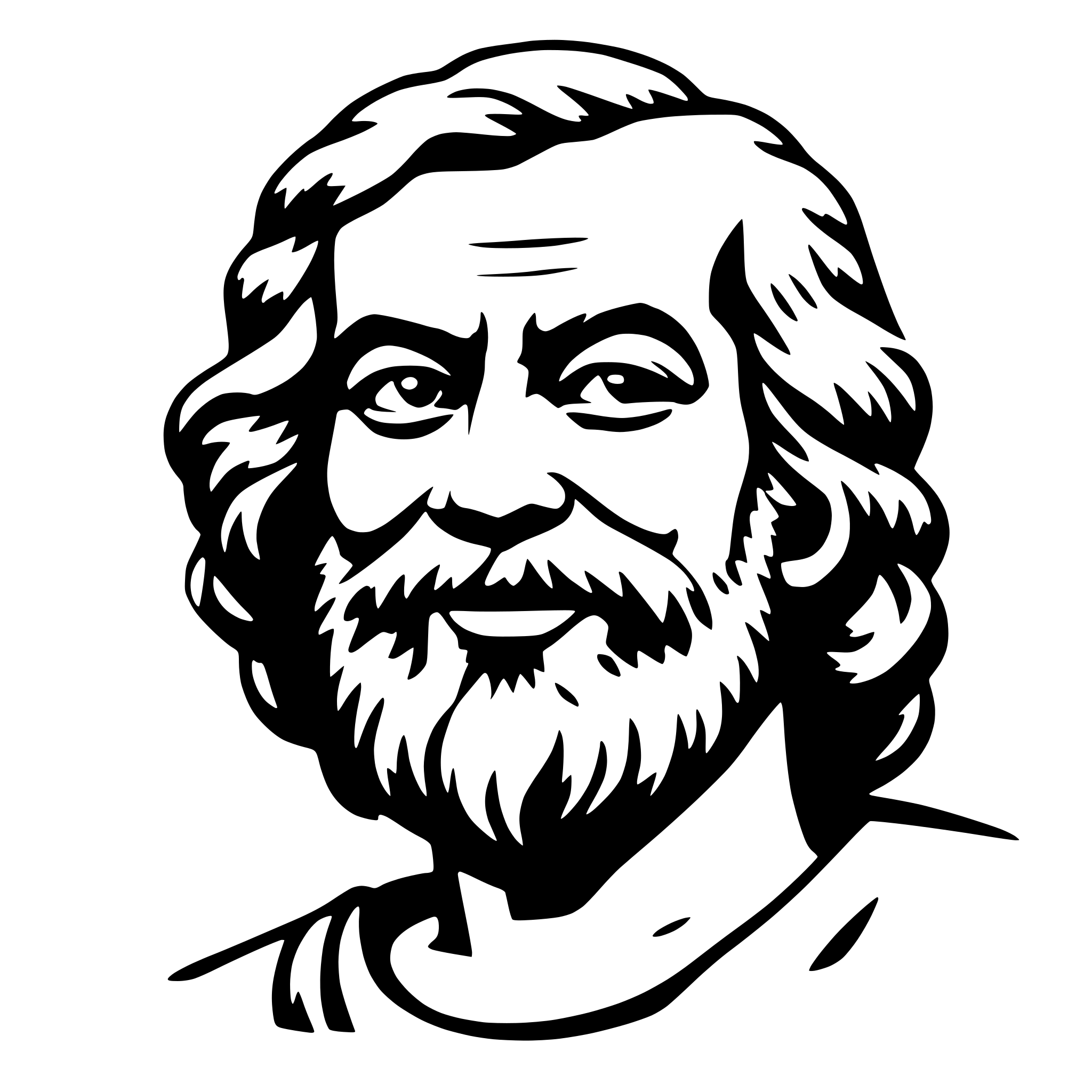 AI-generated SVG of 'Socrates smiling looking left'
