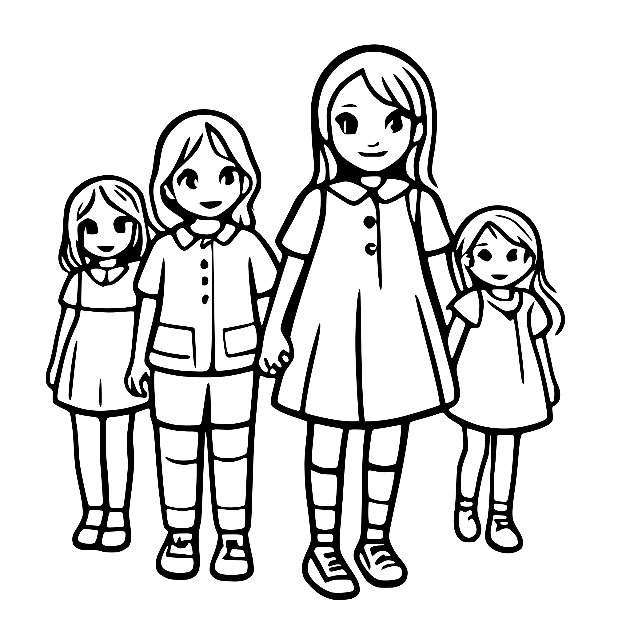 AI-generated SVG of a educator with  8 children holding hands