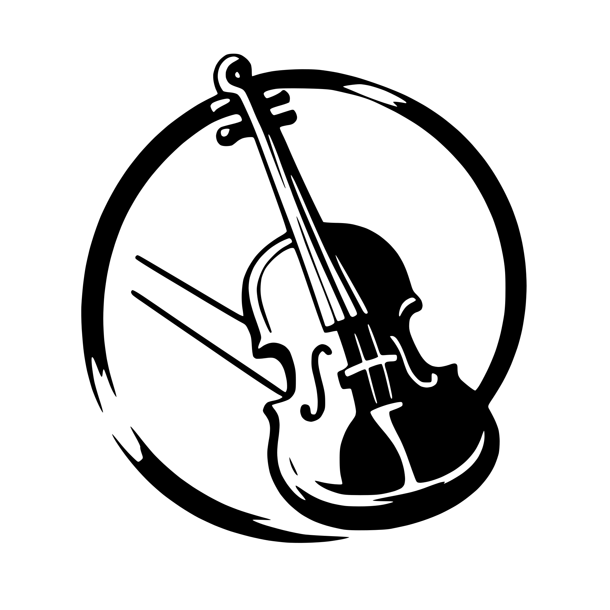 AI-generated SVG of 'minimalist violin with bow'