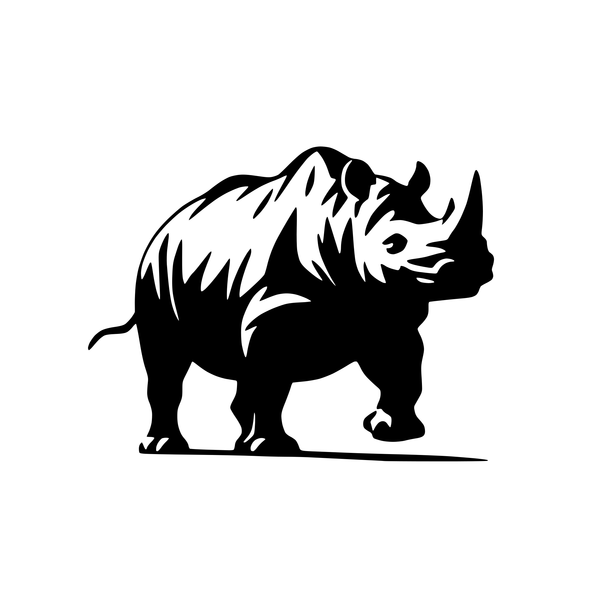 AI-generated SVG of 'rhino charging through dust'