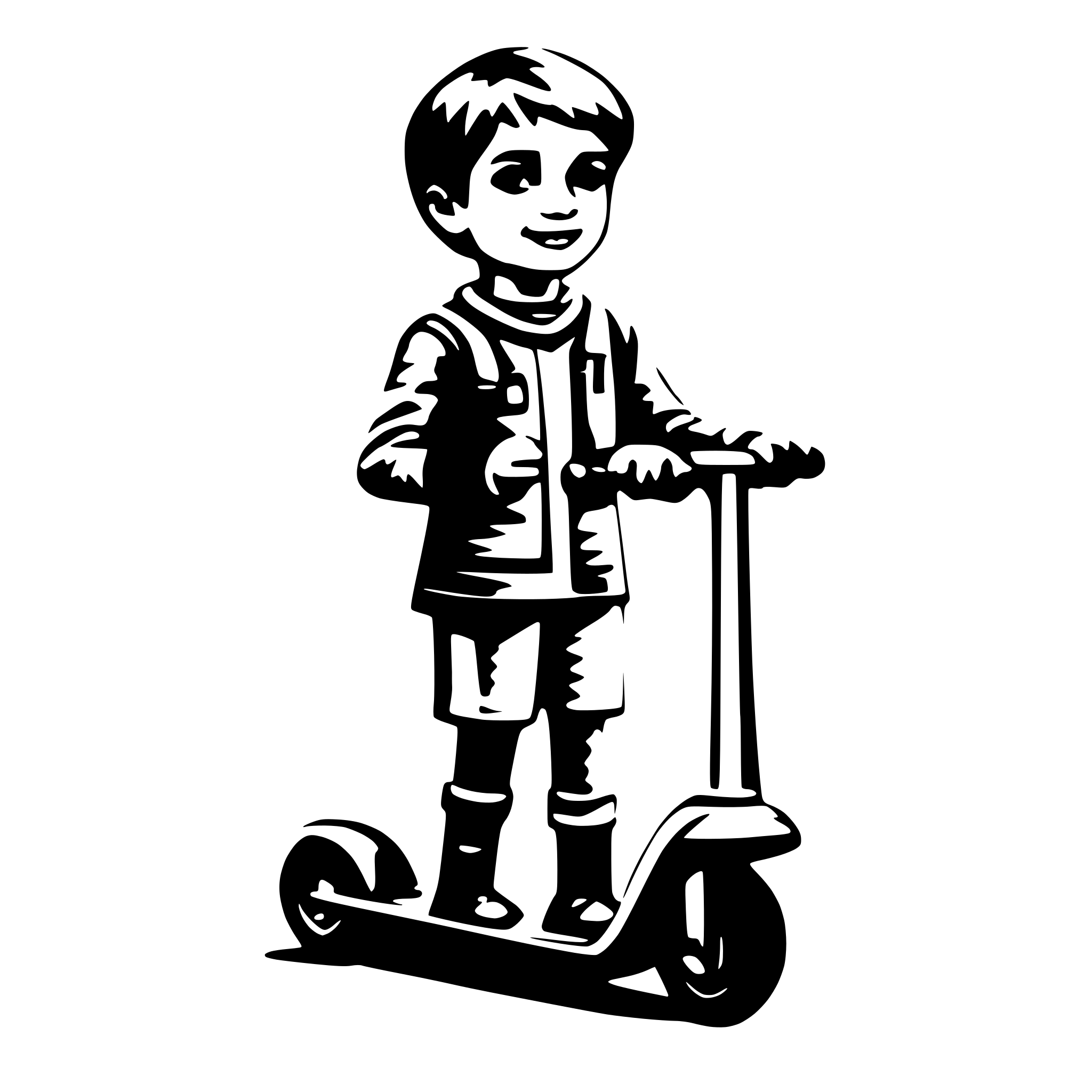 AI-generated SVG of a boy with scooter