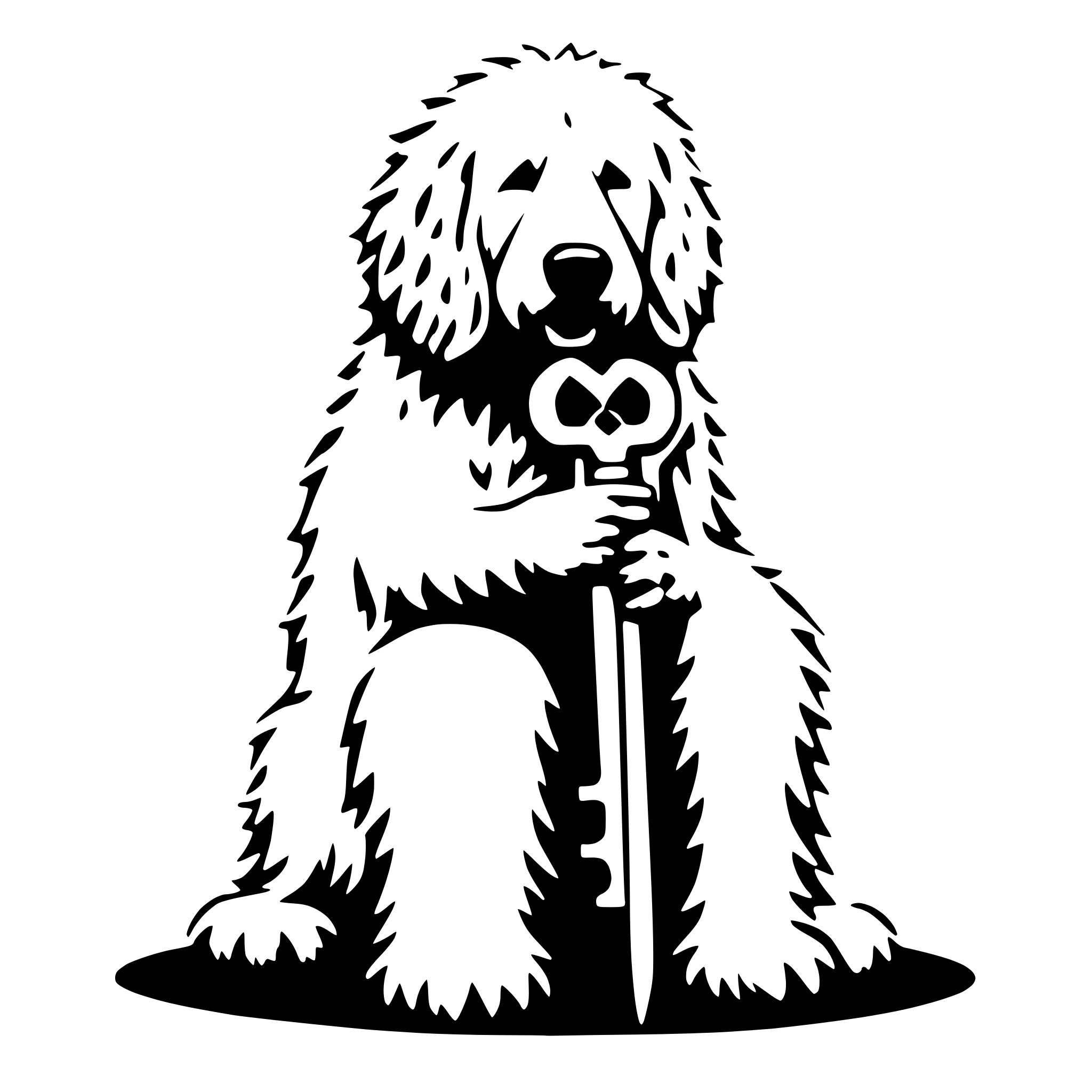 AI-generated SVG of a Komondor holding a large key
