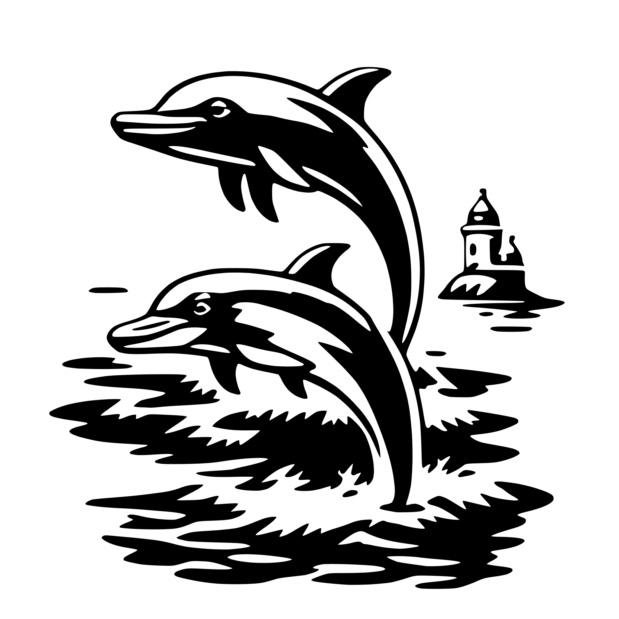 AI-generated SVG of a dolphin pod