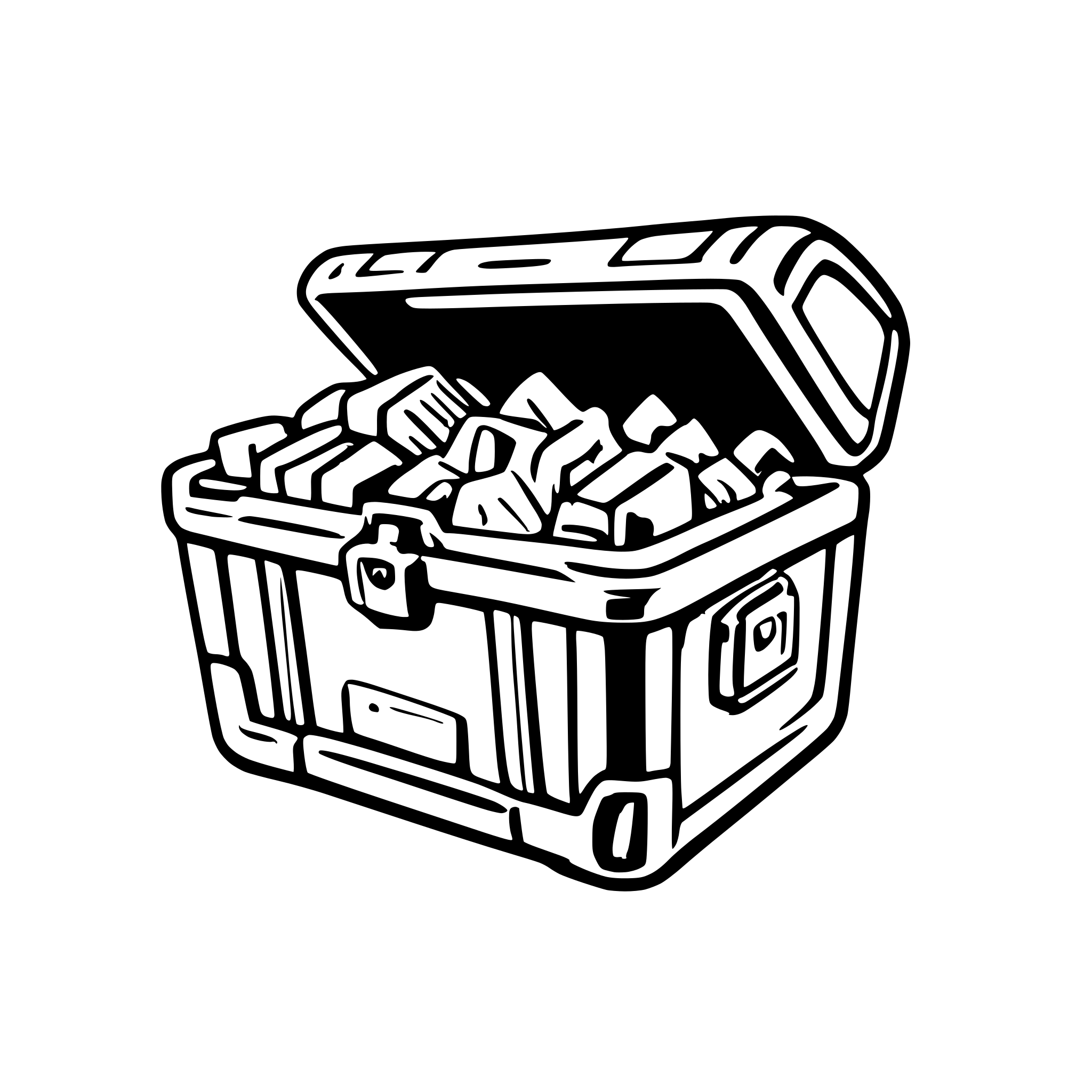 AI-generated SVG of a Neon futuristic Loot Crate Treasure Chest 3d model CGI for Game Design spritesheet on white