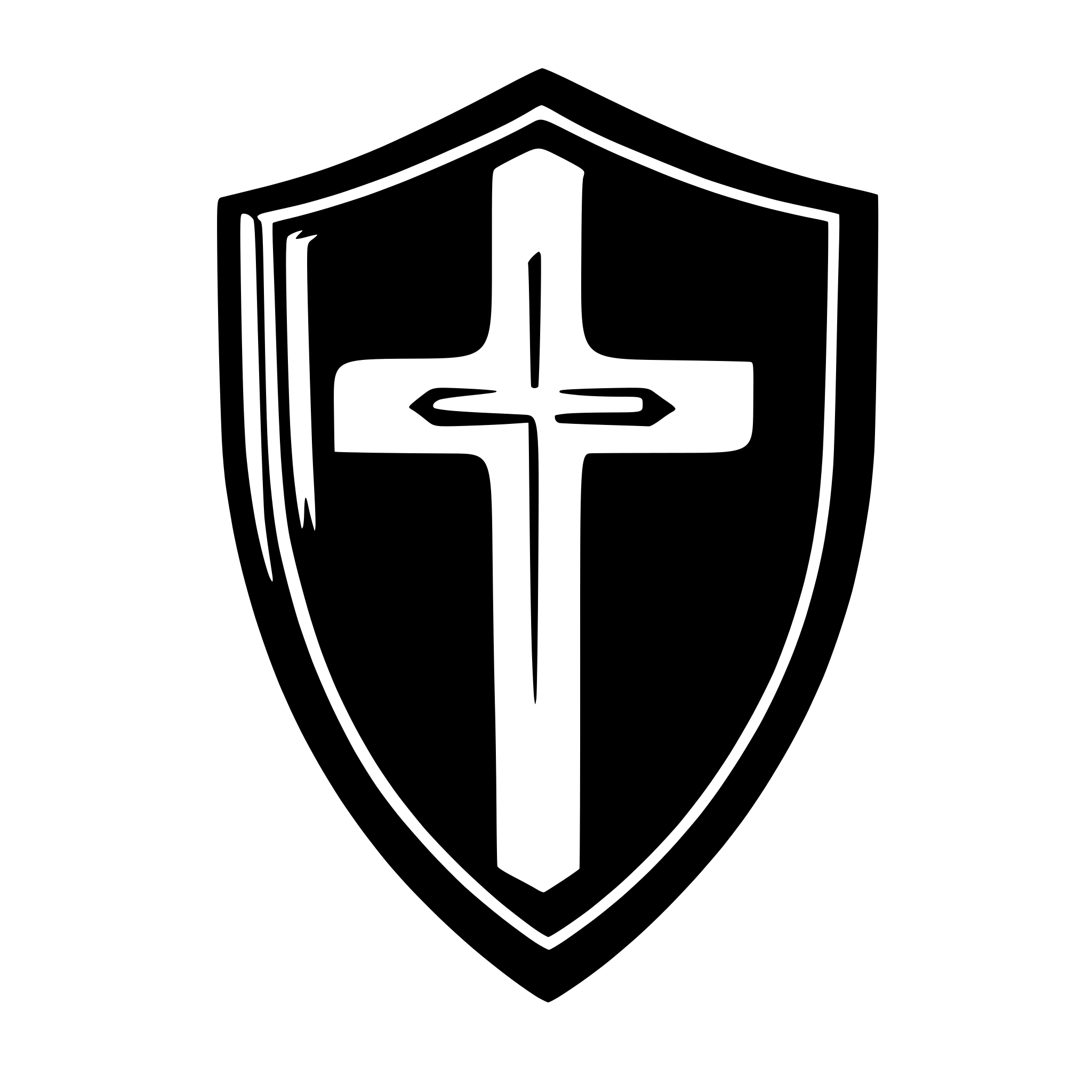 AI-generated SVG of a A shield with a cross in the middle around the shield the words "God's Got it" around the outside