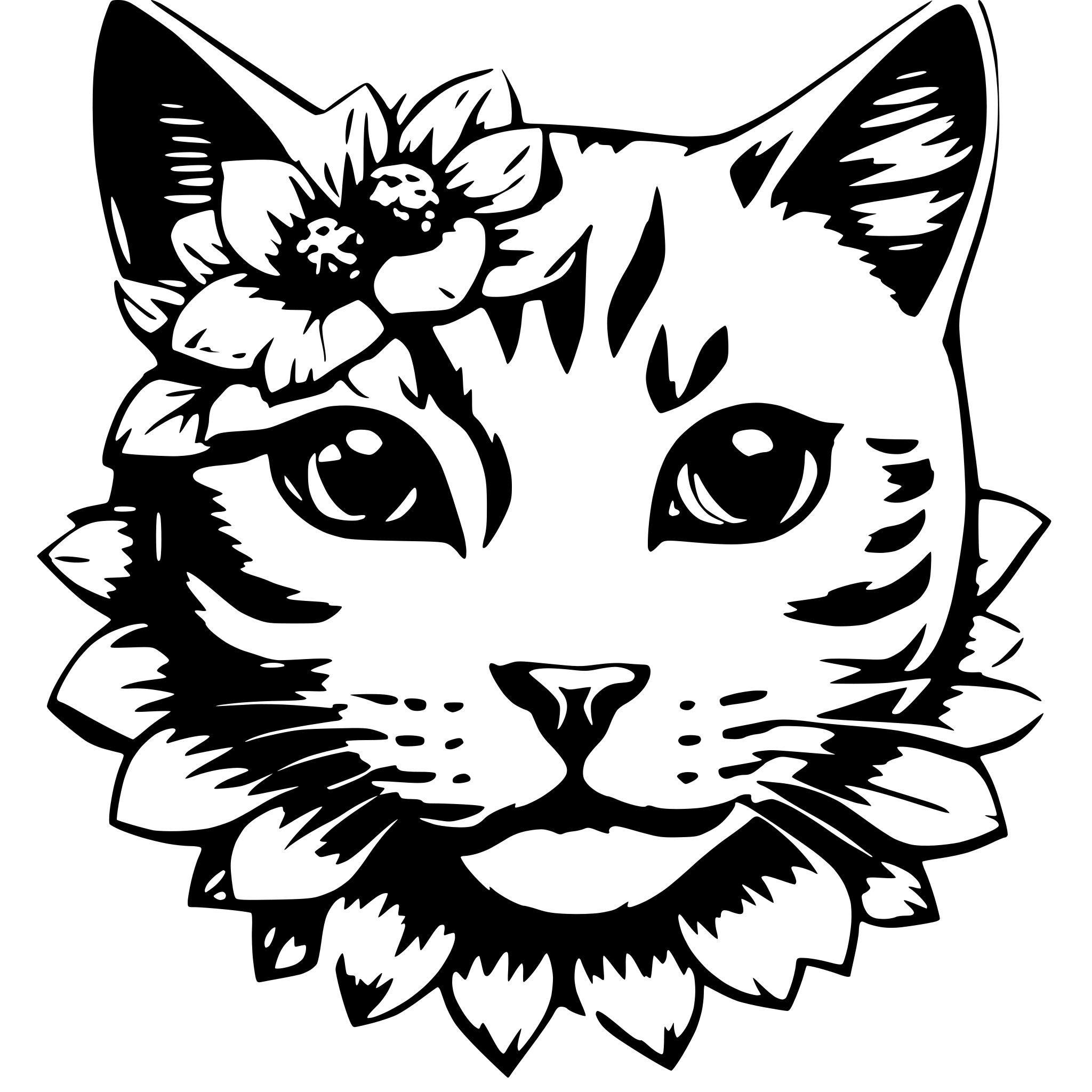 AI-generated SVG of 'cat face and flower'